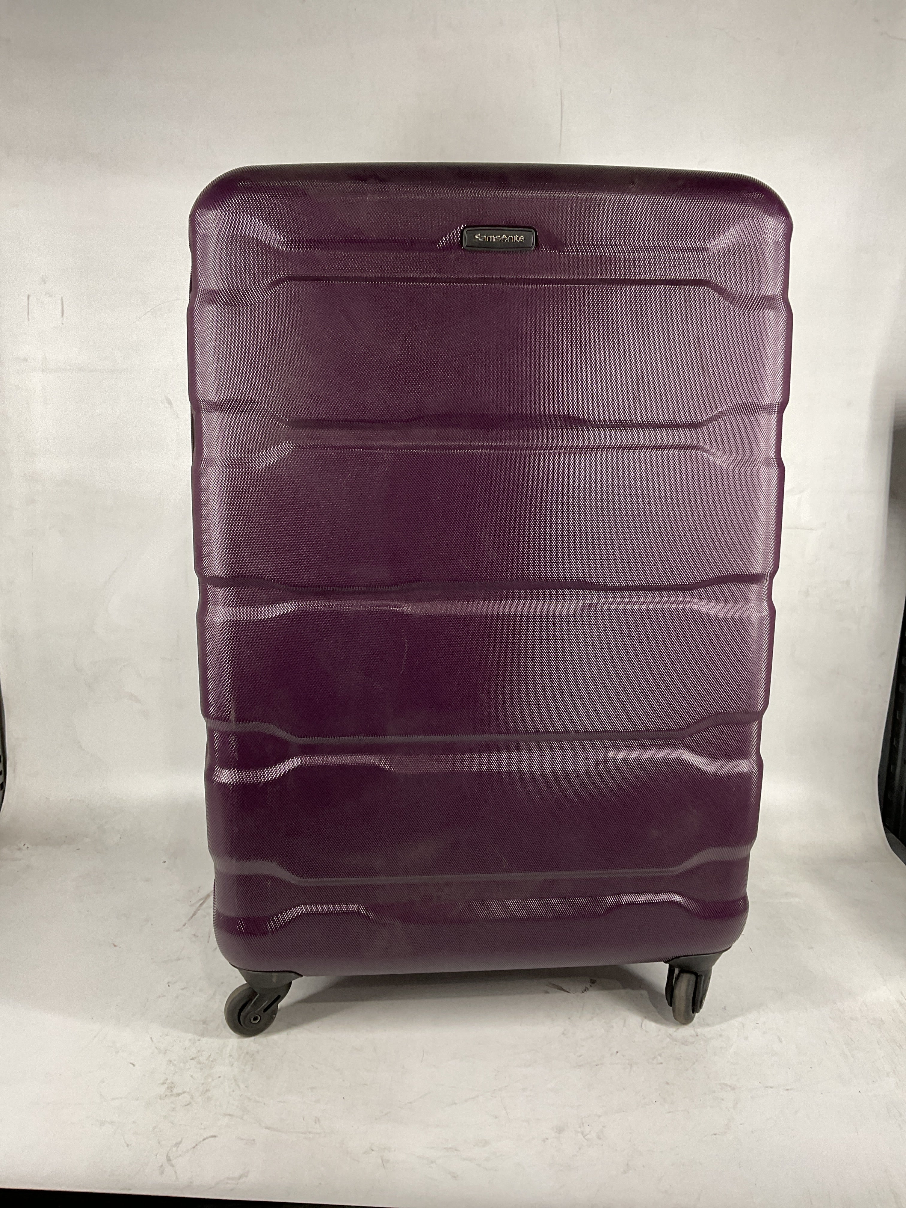 Samsonite Omni Pc Hardside Expandable Luggage with Spinner Wheels Purple Checked Large 28 Inch U29