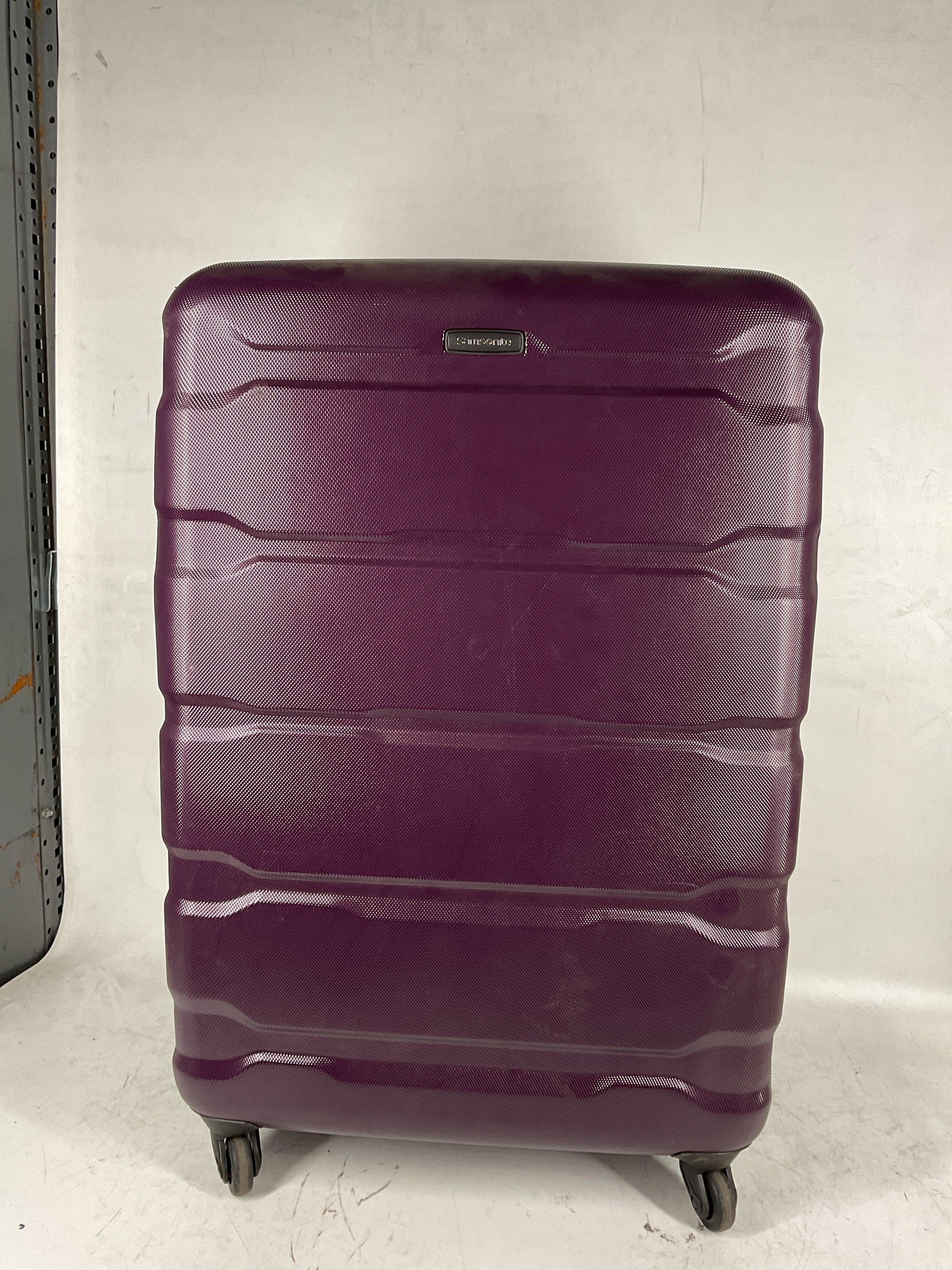 Samsonite Omni Pc Hardside Expandable Luggage with Spinner Wheels Purple Checked Large 28 Inch U35
