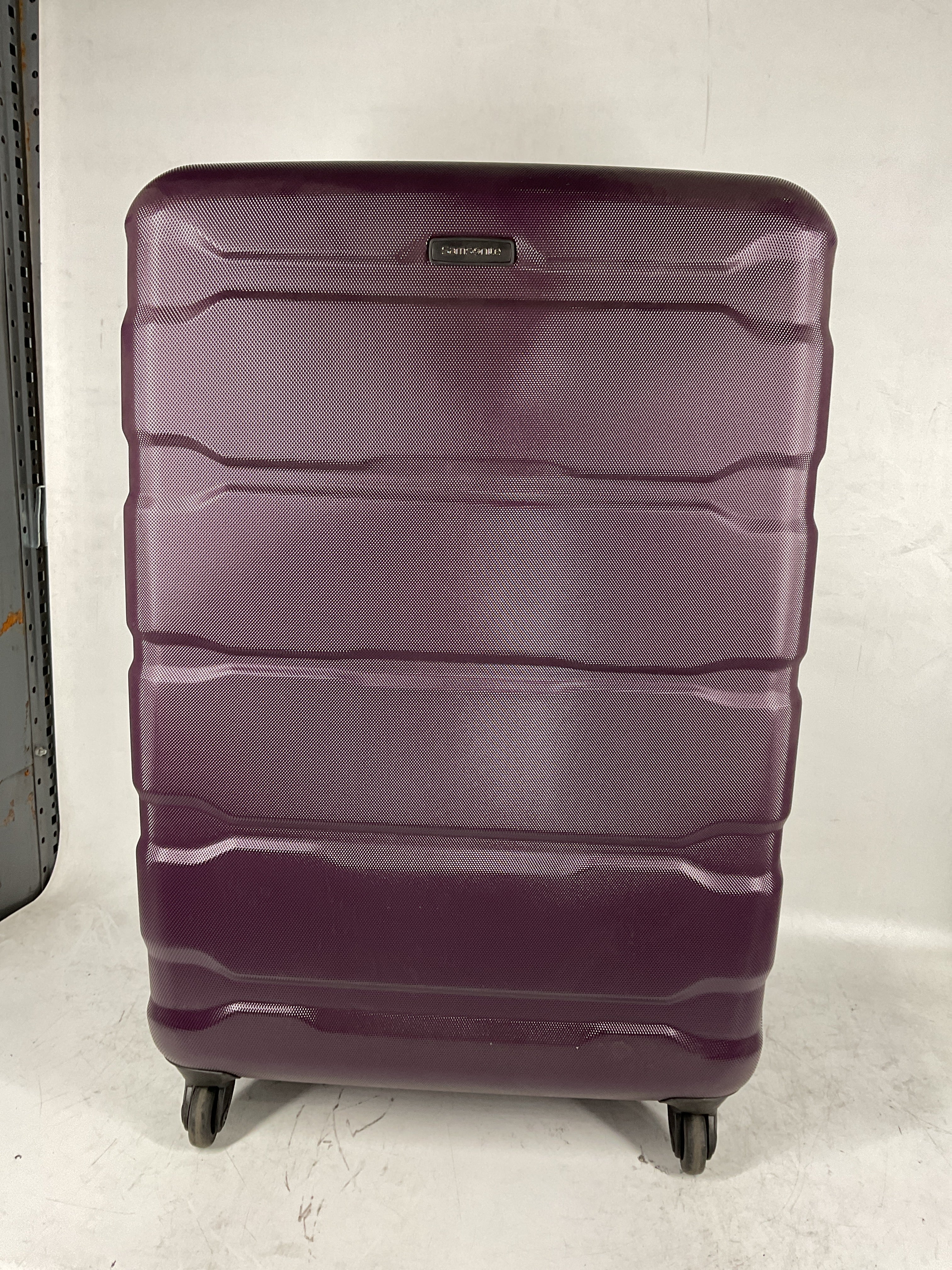 Samsonite Omni Pc Hardside Expandable Luggage with Spinner Wheels Purple Checked Large 28 Inch U36