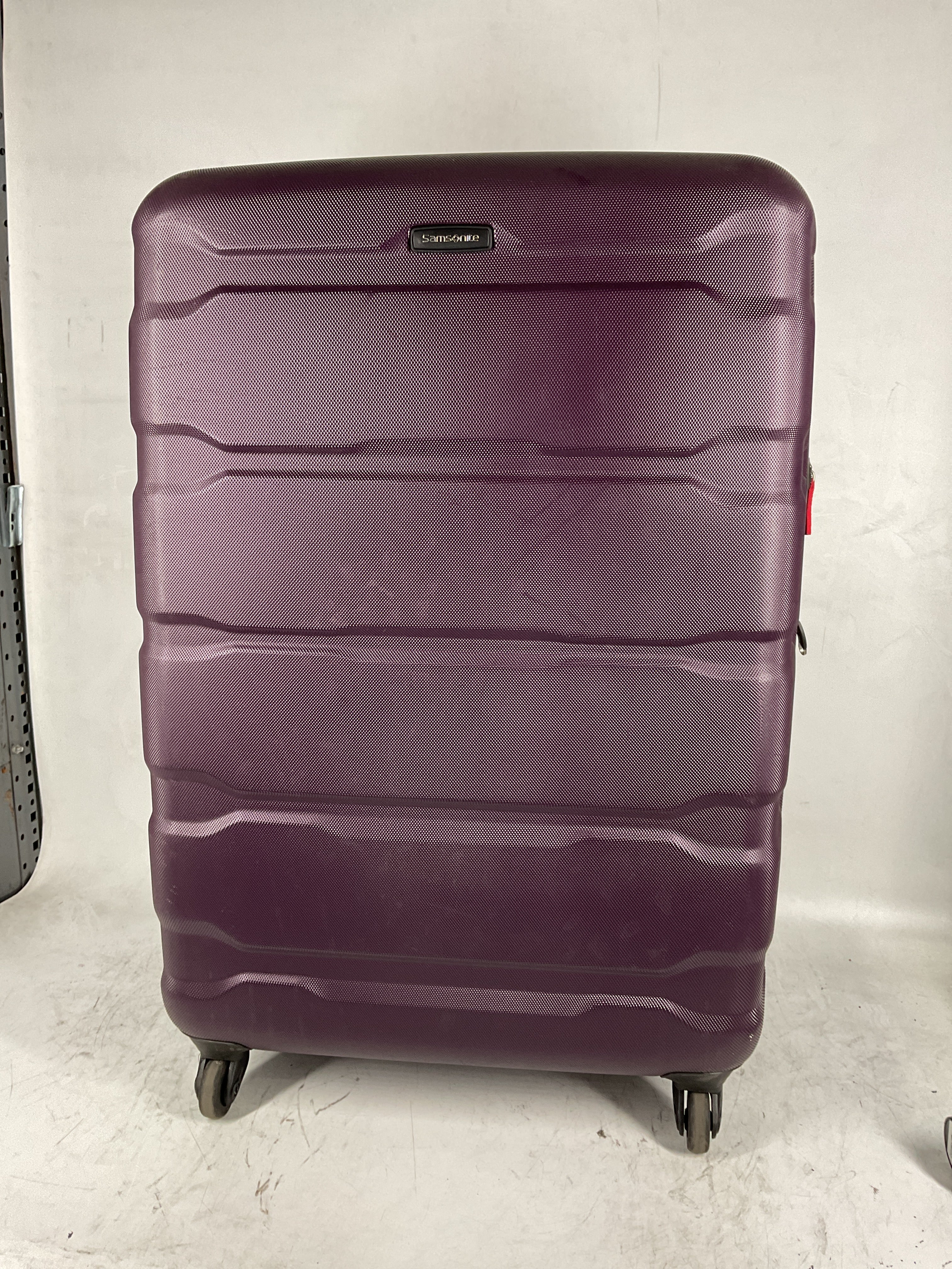 Samsonite Omni Pc Hardside Expandable Luggage with Spinner Wheels Purple Checked Large 28 Inch U37