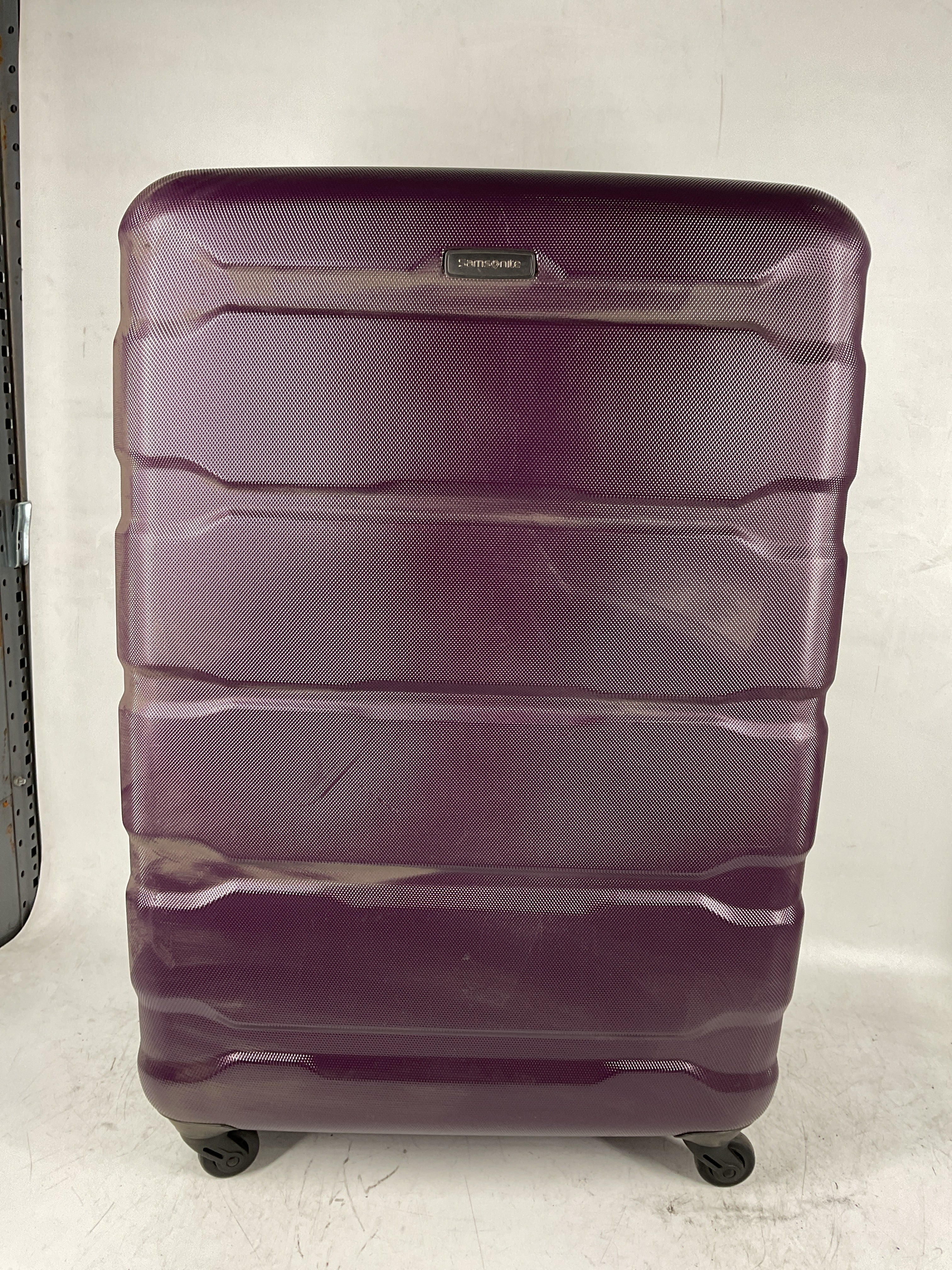 Samsonite Omni Pc Hardside Expandable Luggage with Spinner Wheels Purple Checked Large 28 Inch U38