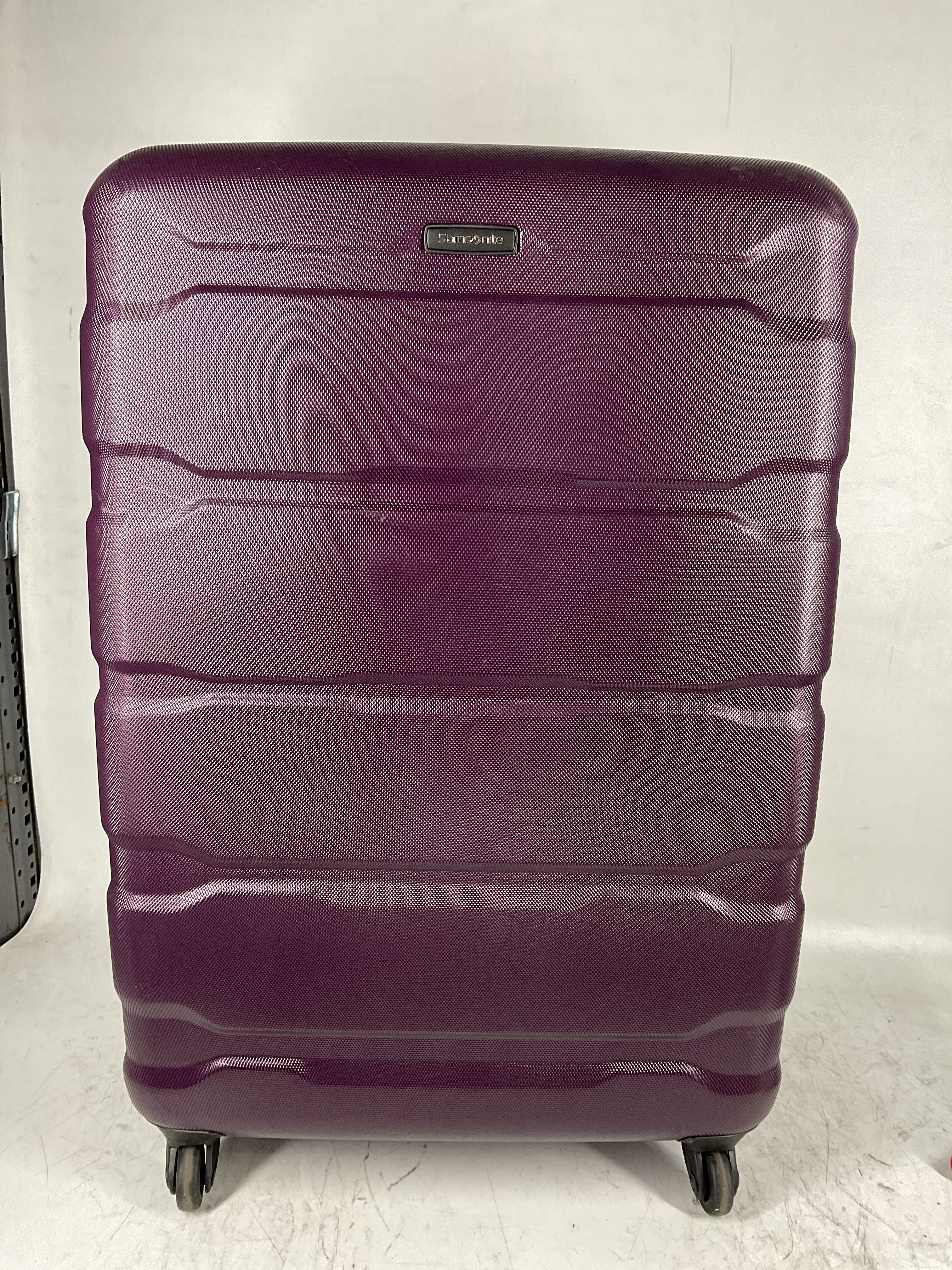 Samsonite Omni Pc Hardside Expandable Luggage with Spinner Wheels Purple Checked Large 28 Inch U39