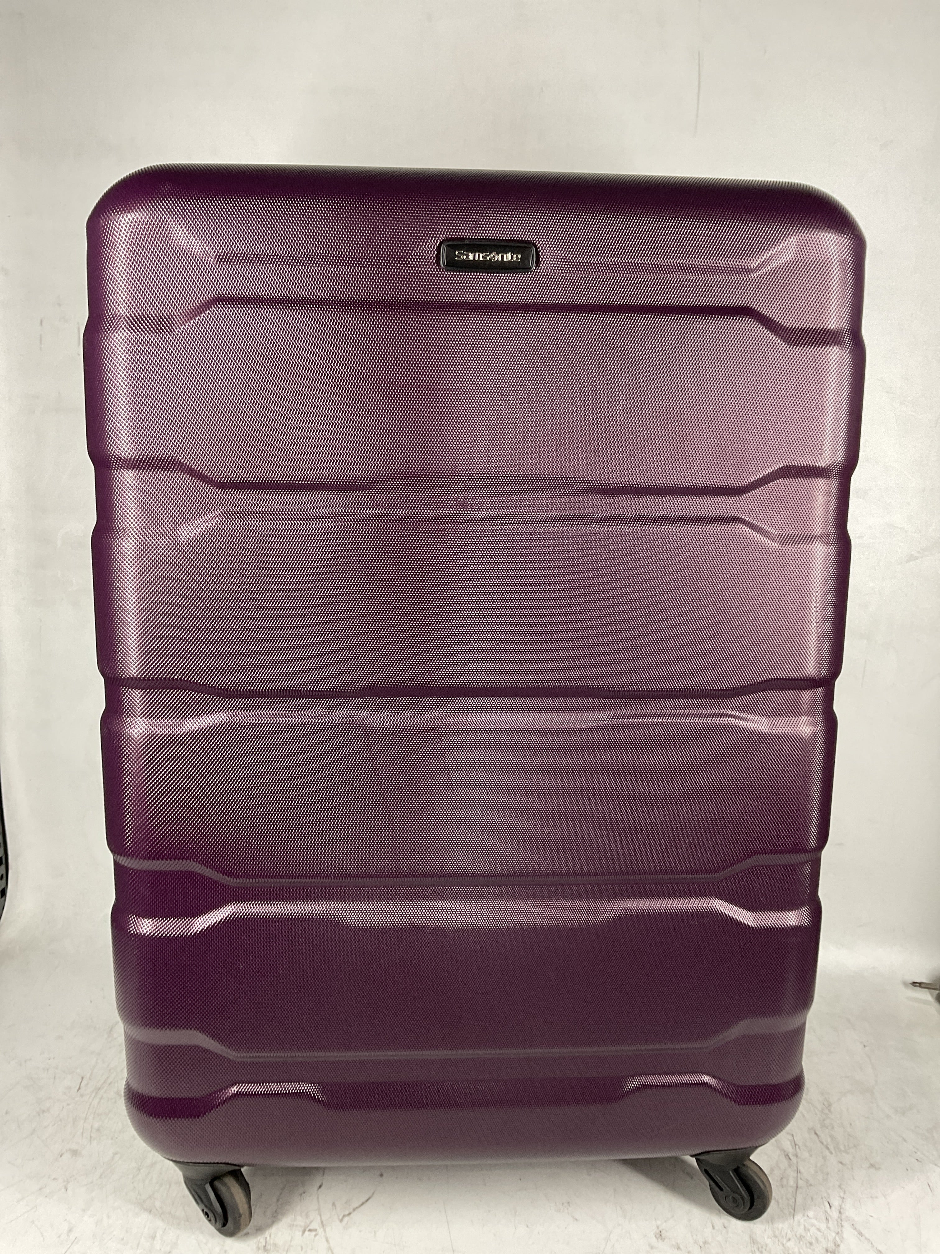 Samsonite Omni Pc Hardside Expandable Luggage with Spinner Wheels Purple Checked Large 28 Inch U40