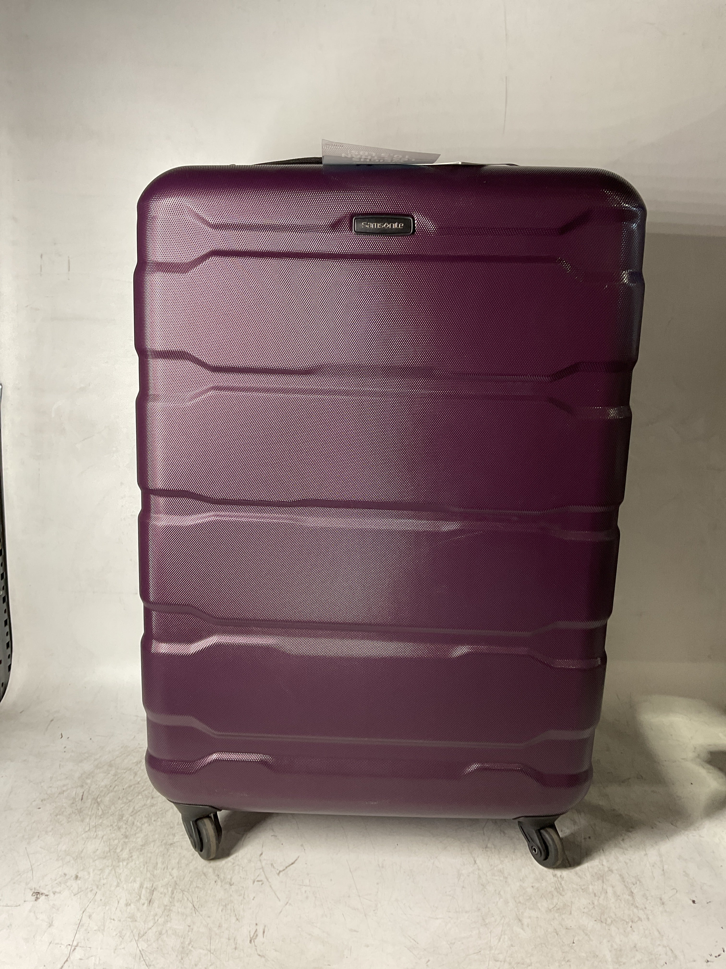 Samsonite Omni Pc Hardside Expandable Luggage with Spinner Wheels ( Purple , Checked-Large 28-Inch ) Purple Checked Large 28 Inch U48