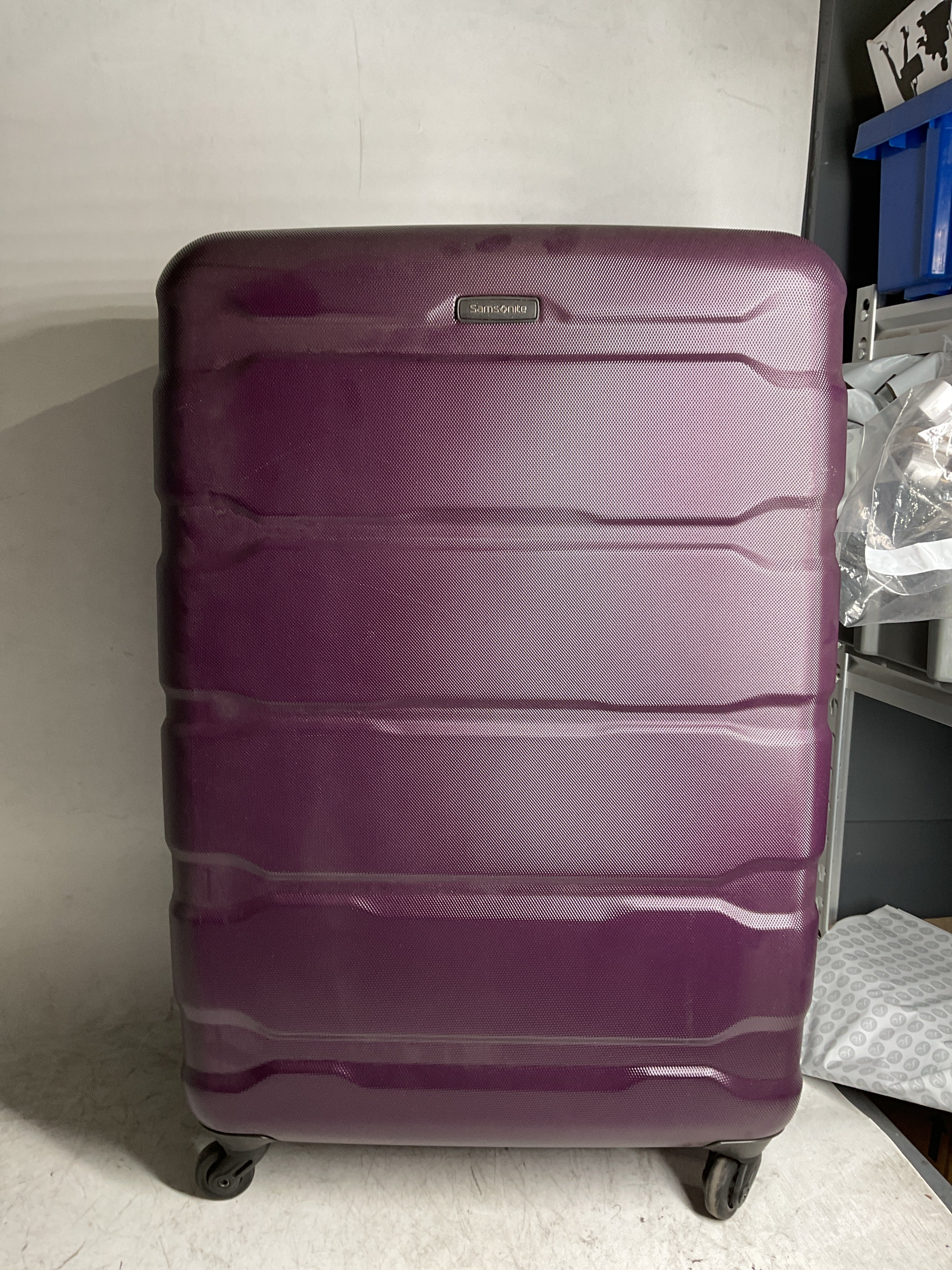 Samsonite Omni Pc Hardside Expandable Luggage with Spinner Wheels ( Purple , Checked-Large 28-Inch ) Purple Checked Large 28 Inch U52