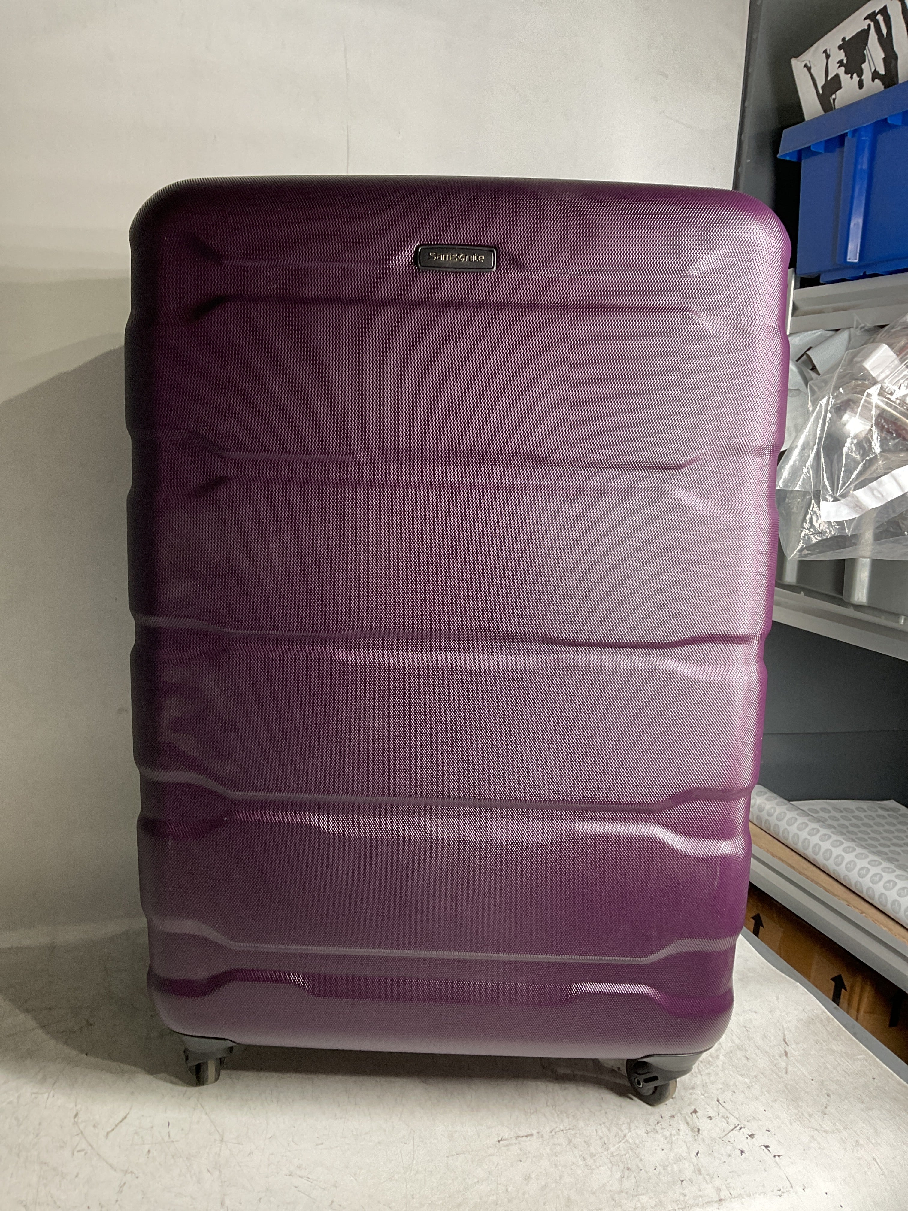 Samsonite Omni Pc Hardside Expandable Luggage with Spinner Wheels ( Purple , Checked-Large 28-Inch ) Purple Checked Large 28 Inch U53