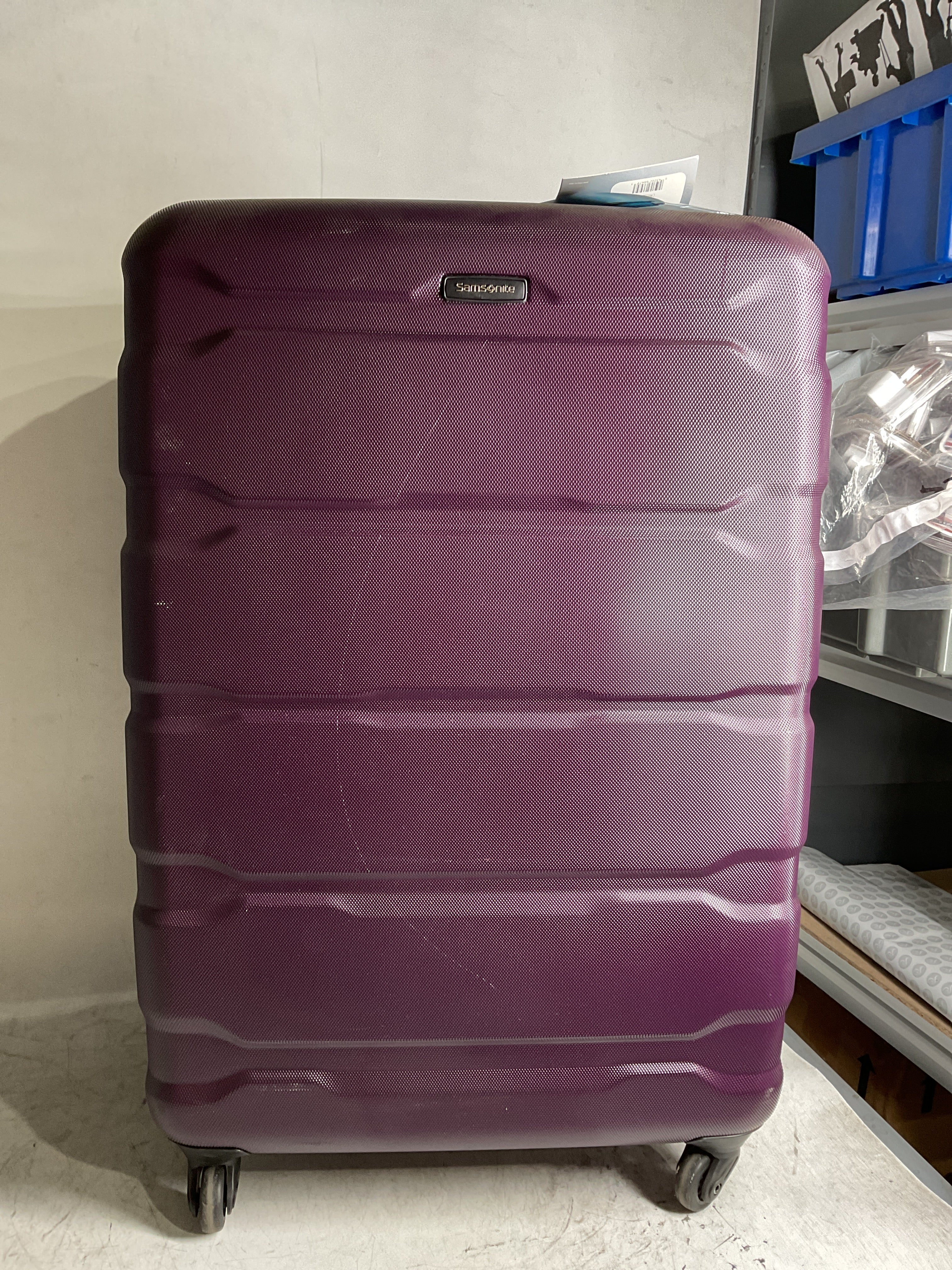Samsonite Omni Pc Hardside Expandable Luggage with Spinner Wheels ( Purple , Checked-Large 28-Inch ) Purple Checked Large 28 Inch U54