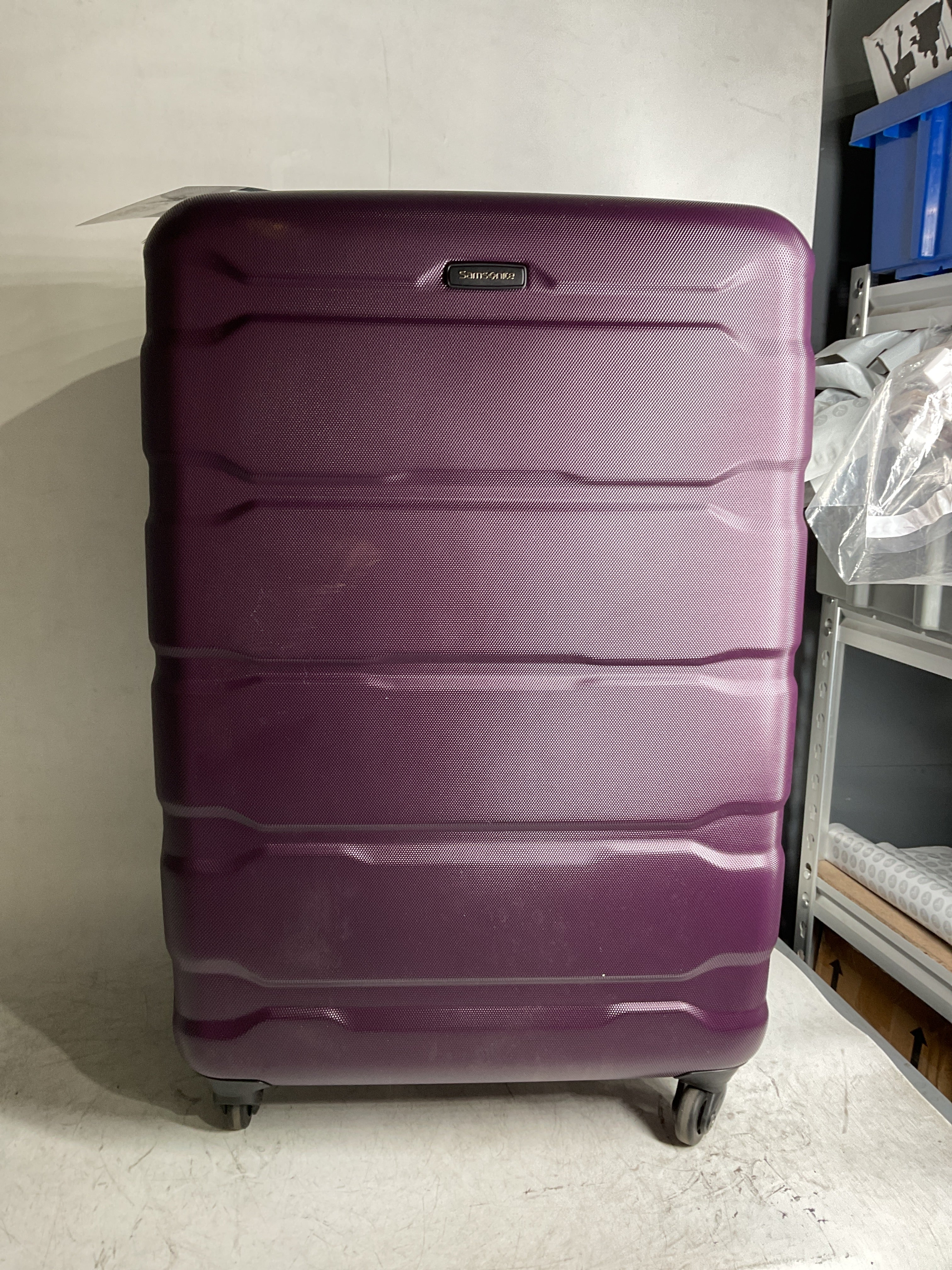 Samsonite Omni Pc Hardside Expandable Luggage with Spinner Wheels ( Purple , Checked-Large 28-Inch ) Purple Checked Large 28 Inch U55