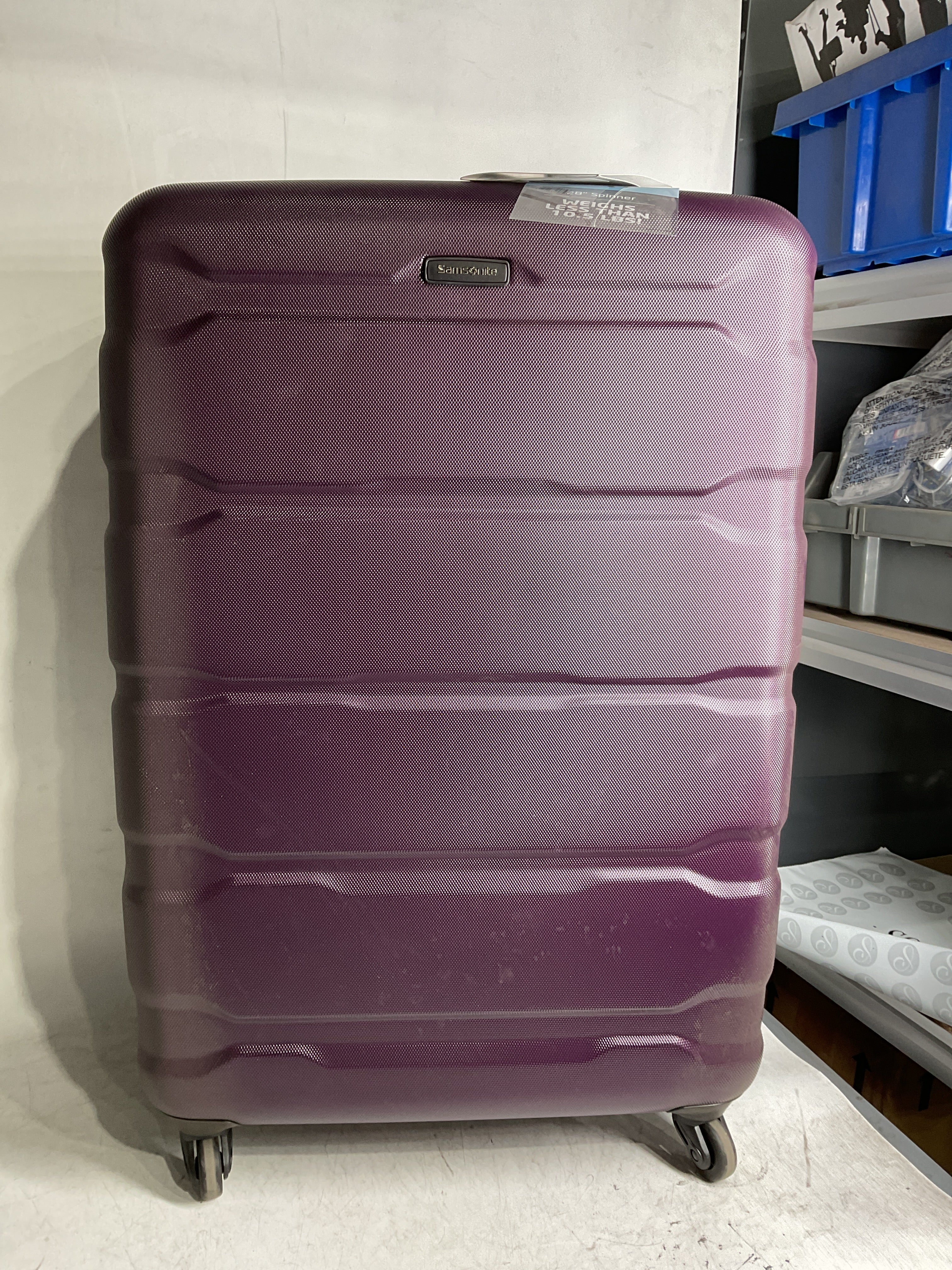 Samsonite Omni Pc Hardside Expandable Luggage with Spinner Wheels ( Purple , Checked-Large 28-Inch ) Purple Checked Large 28 Inch U57