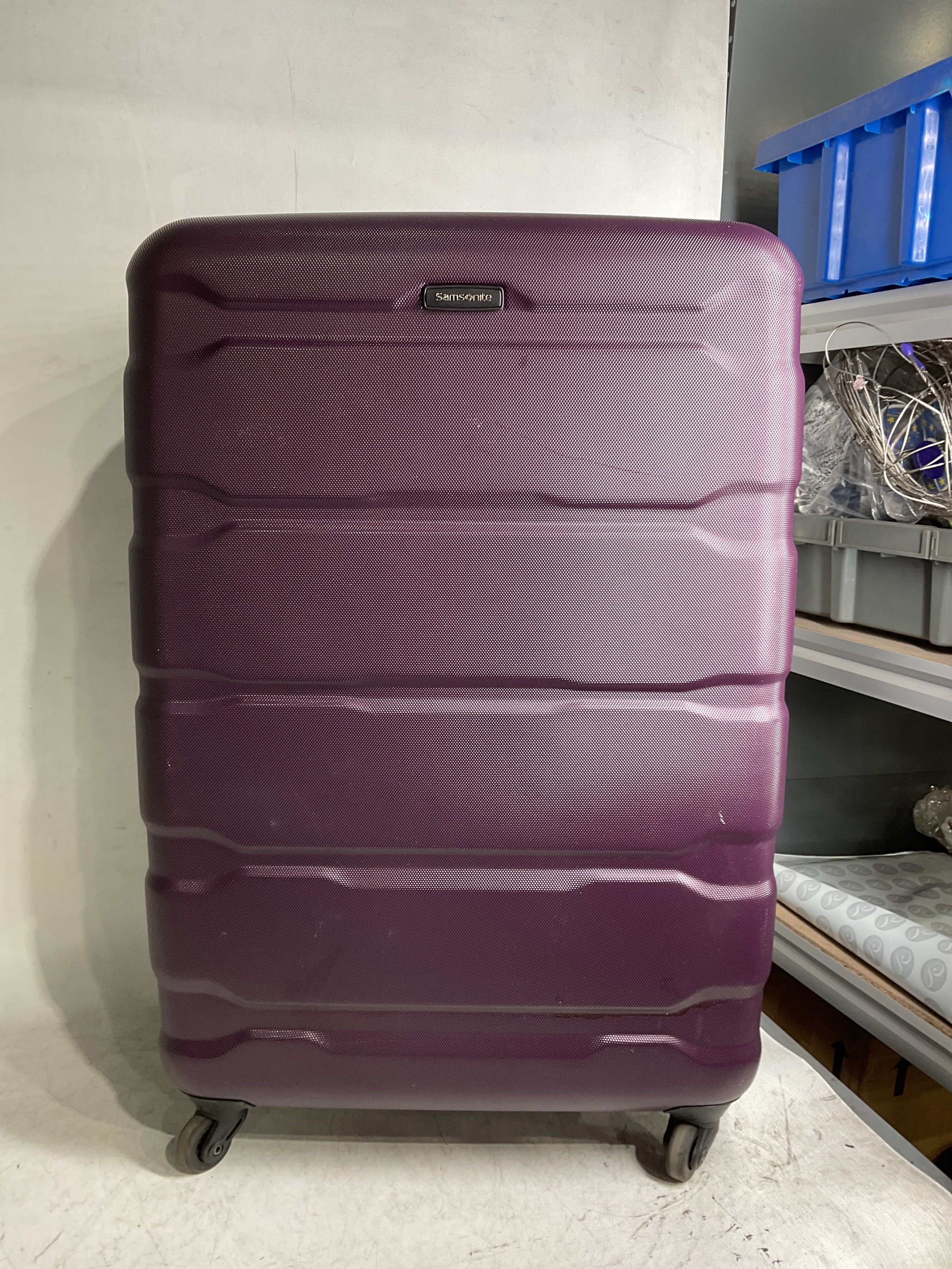 Samsonite Omni Pc Hardside Expandable Luggage with Spinner Wheels ( Purple , Checked-Large 28-Inch ) Purple Checked Large 28 Inch U60