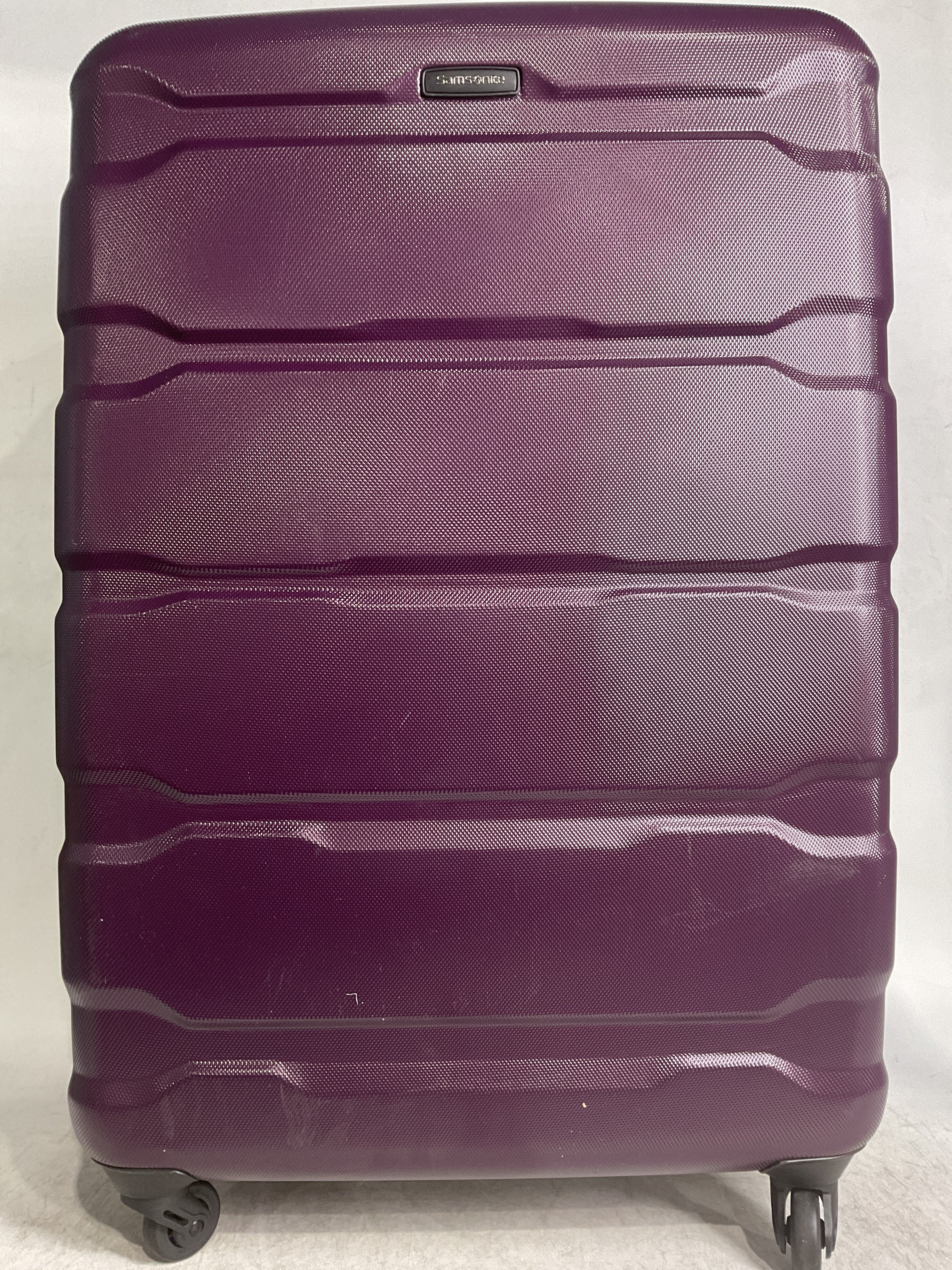 Samsonite Omni Pc Hardside Expandable Luggage with Spinner Wheels ( Purple , Checked-Large 28-Inch ) Purple Checked Large 28 Inch U65