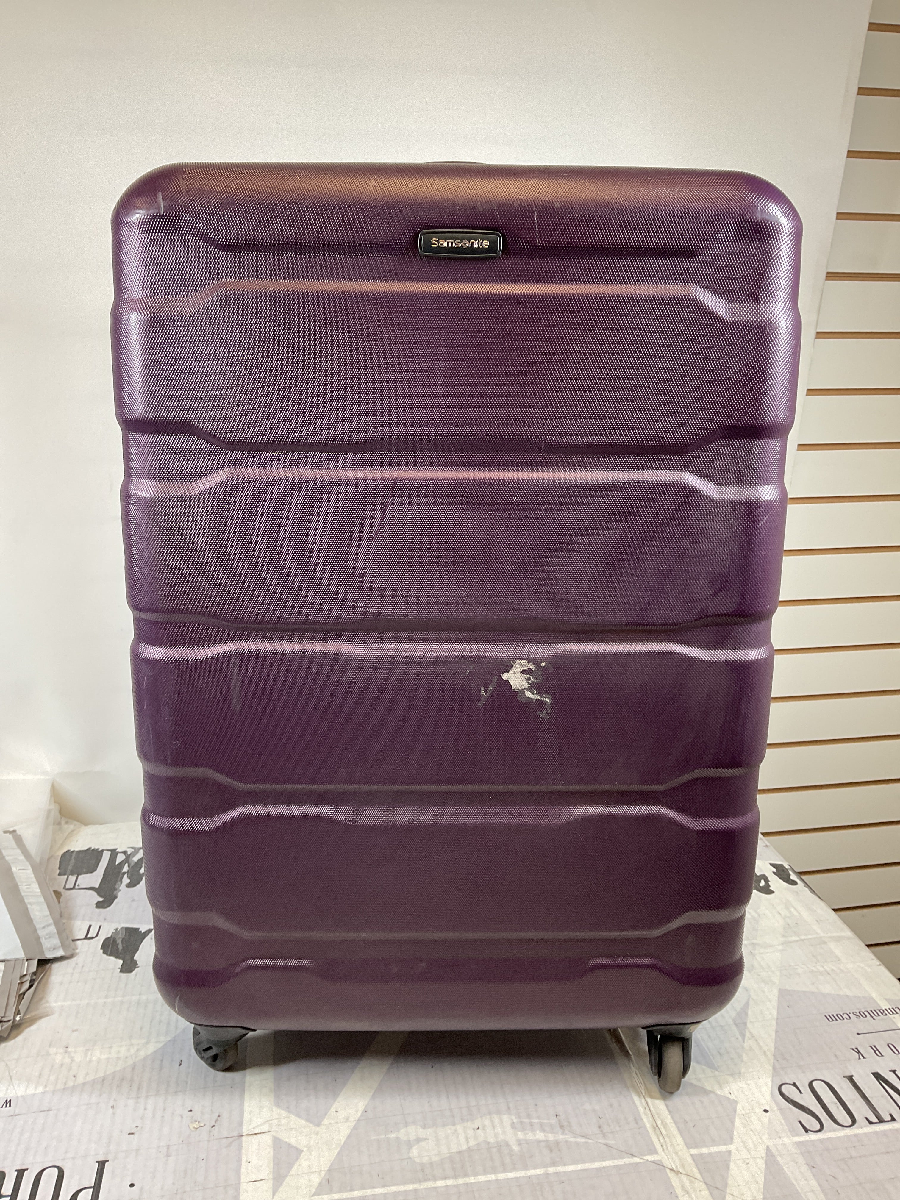 Samsonite Omni Checked-Large 28-Inch PC Hardside Expandable Luggage with Spinner Wheels ( Purple , Checked-Large 28-Inch ) Purple Checked Large 28 Inch U73