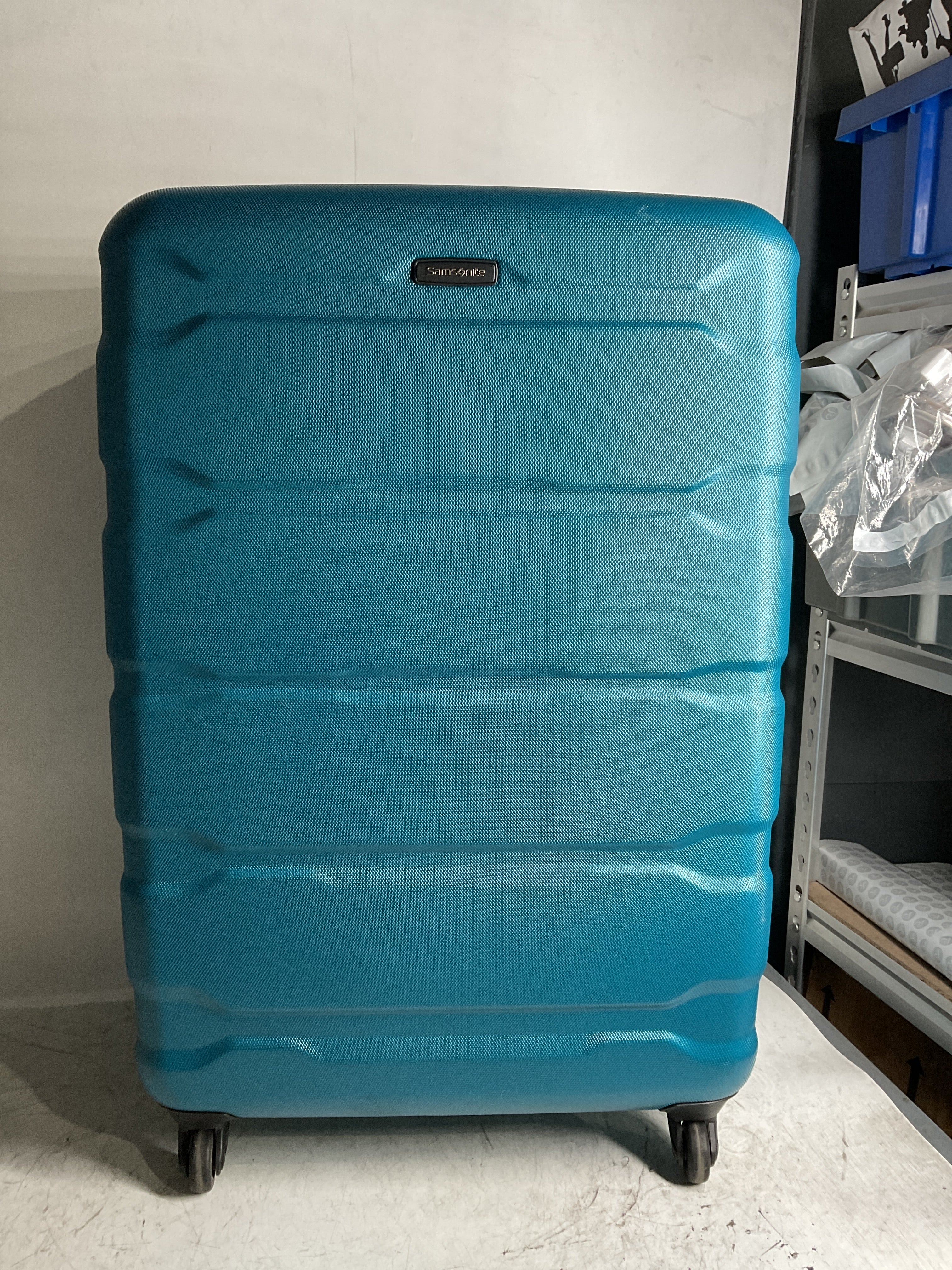 Samsonite Omni Pc Hardside Expandable Luggage with Spinner Wheels ( Caribbean Blue , Checked-Large 28-Inch ) Caribbean Blue Checked Large 28 Inch U26