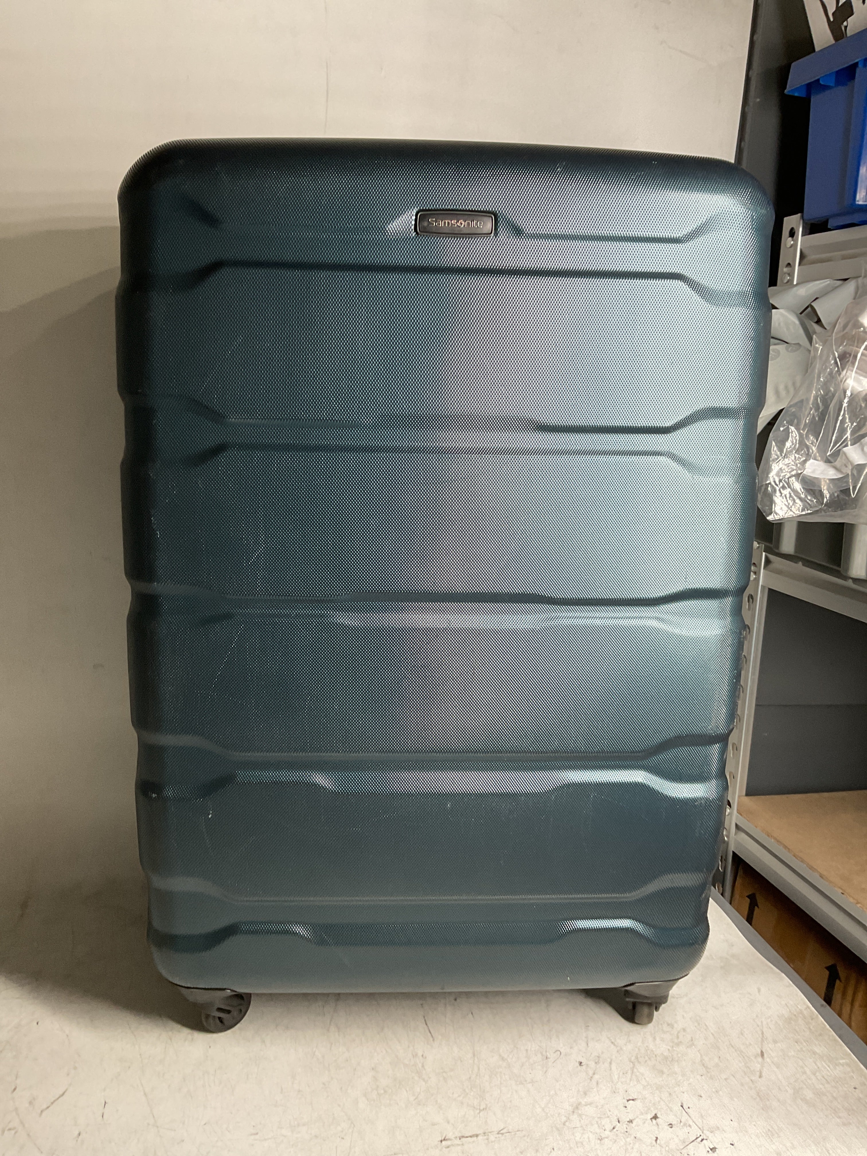 Samsonite Omni Pc Hardside Expandable Luggage with Spinner Wheels ( Teal , Checked-Large 28-Inch ) Teal Checked Large 28 Inch U25