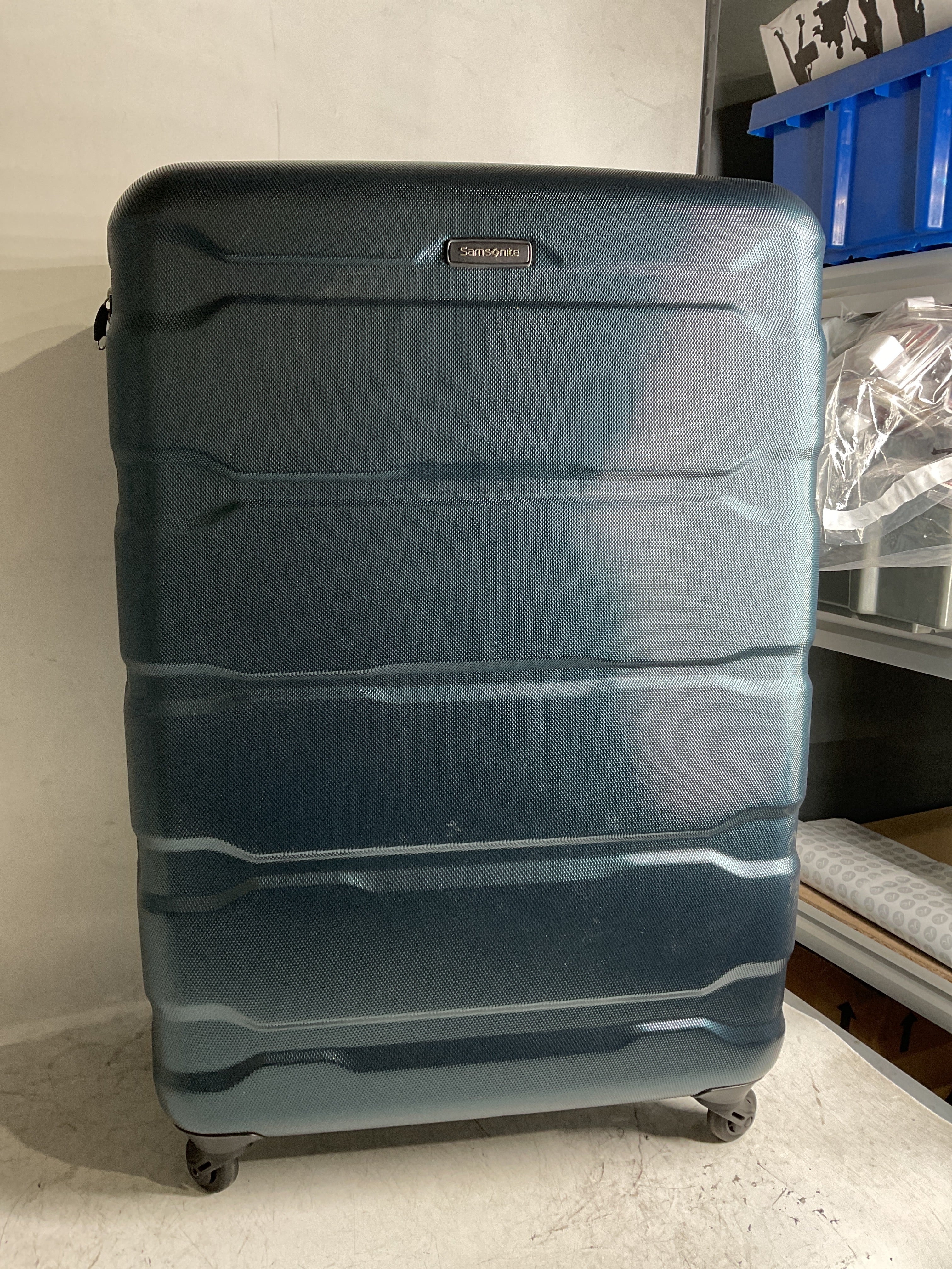 Samsonite Omni Pc Hardside Expandable Luggage with Spinner Wheels ( Teal , Checked-Large 28-Inch ) Teal Checked Large 28 Inch U26