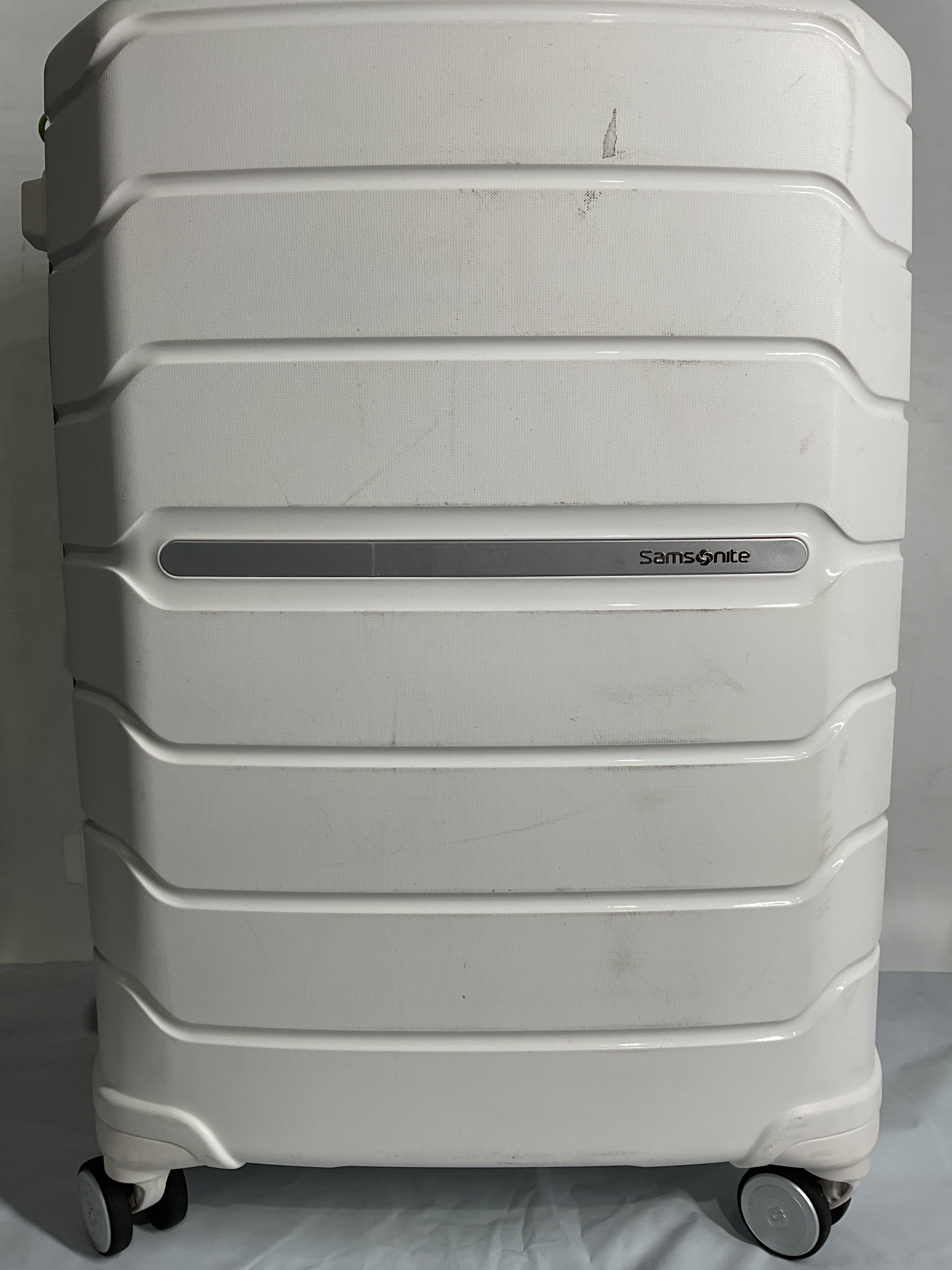 Samsonite Freeform Hardside Expandable with Double Spinner Wheels ( White/Grey , Checked-Medium 24-Inch ) White/Grey Checked Medium 24 Inch U1