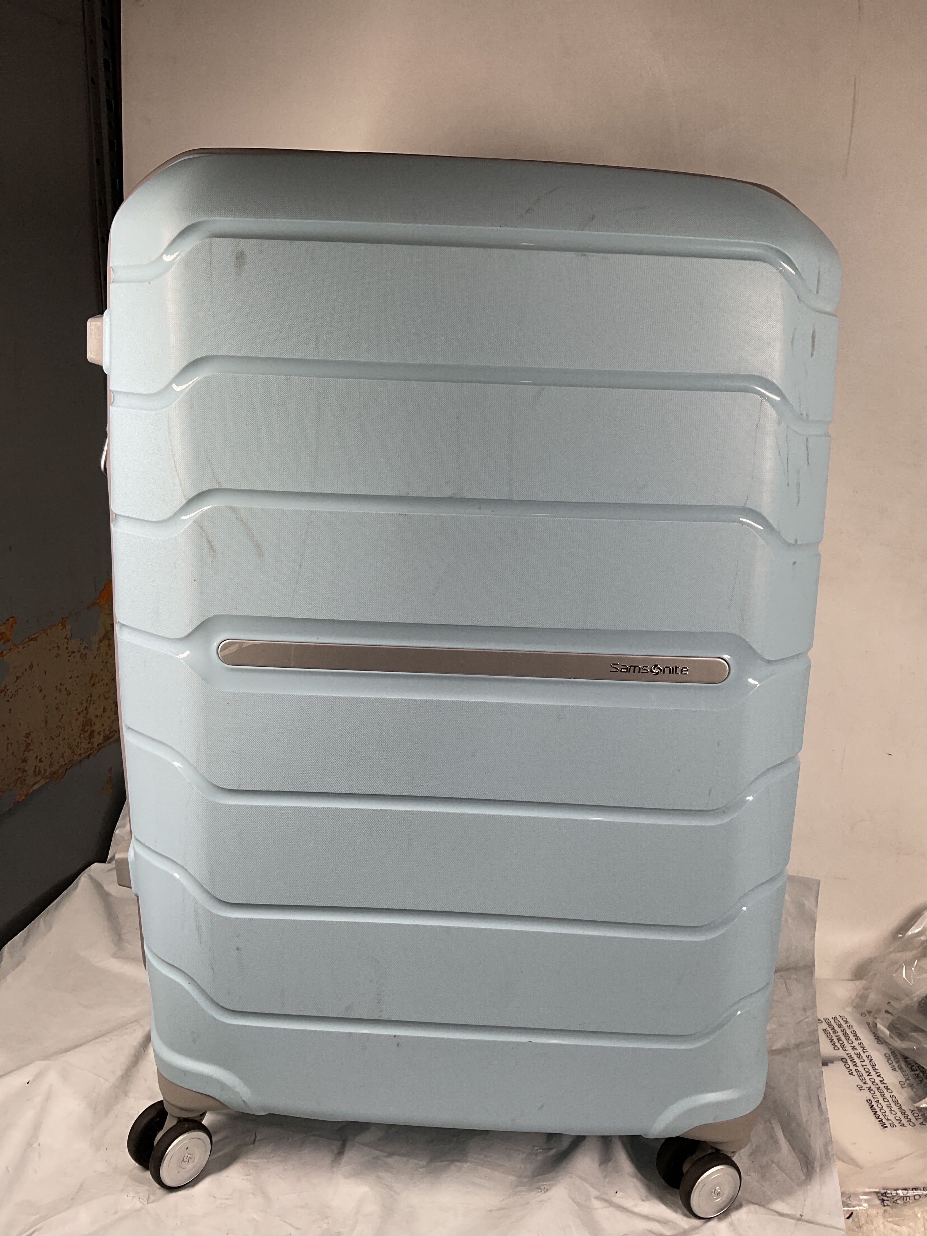 Samsonite Freeform Hardside Expandable with Double Spinner Wheels ( Sky Blue , Checked-Large Spinner ) Sky Blue Checked Large Spinner U2