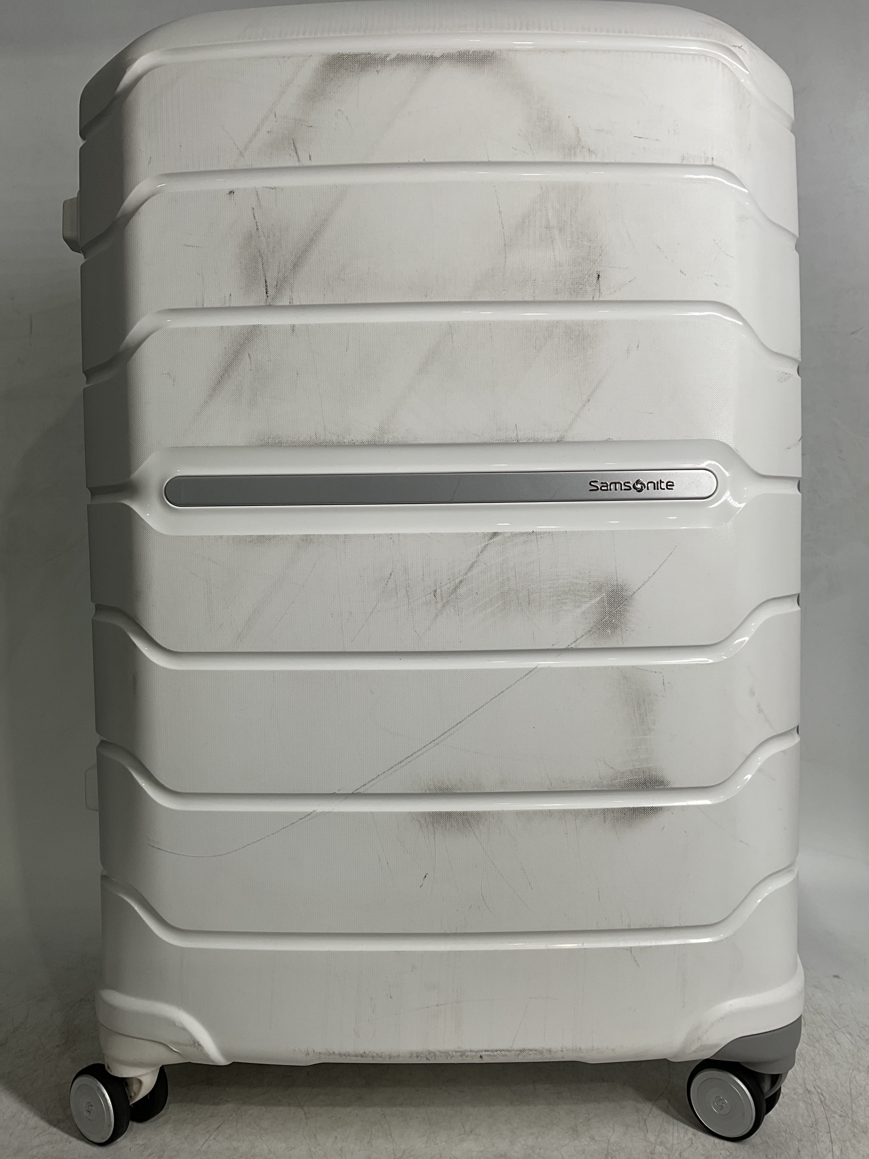 Samsonite Freeform Hardside Expandable with Double Spinner Wheels ( White/Grey , Checked-Large 28-Inch ) White/Grey Checked Large 28 Inch U7