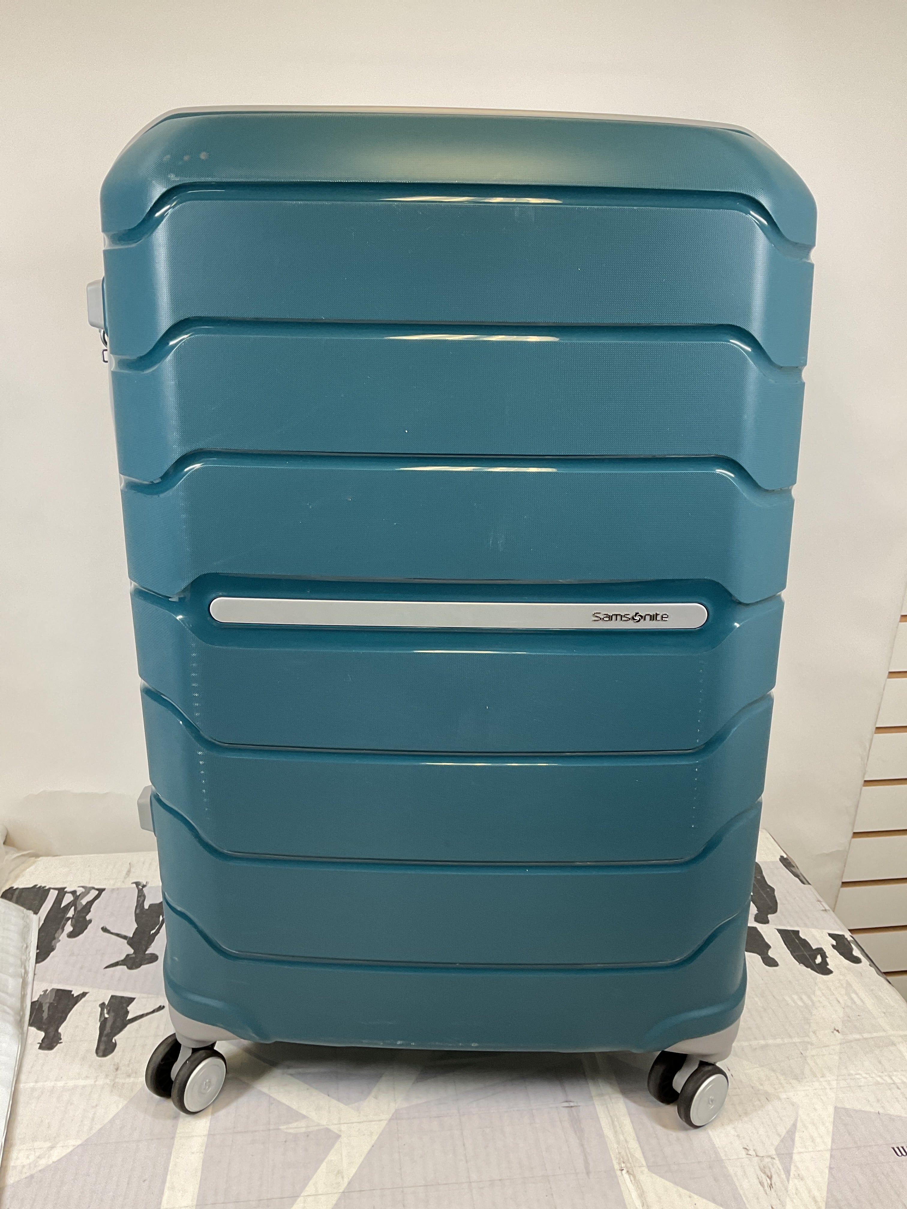 Samsonite Freeform Hardside Expandable with Double Spinner Wheels ( Dark Teal , Checked-Large Spinner ) Dark Teal Checked Large Spinner U10