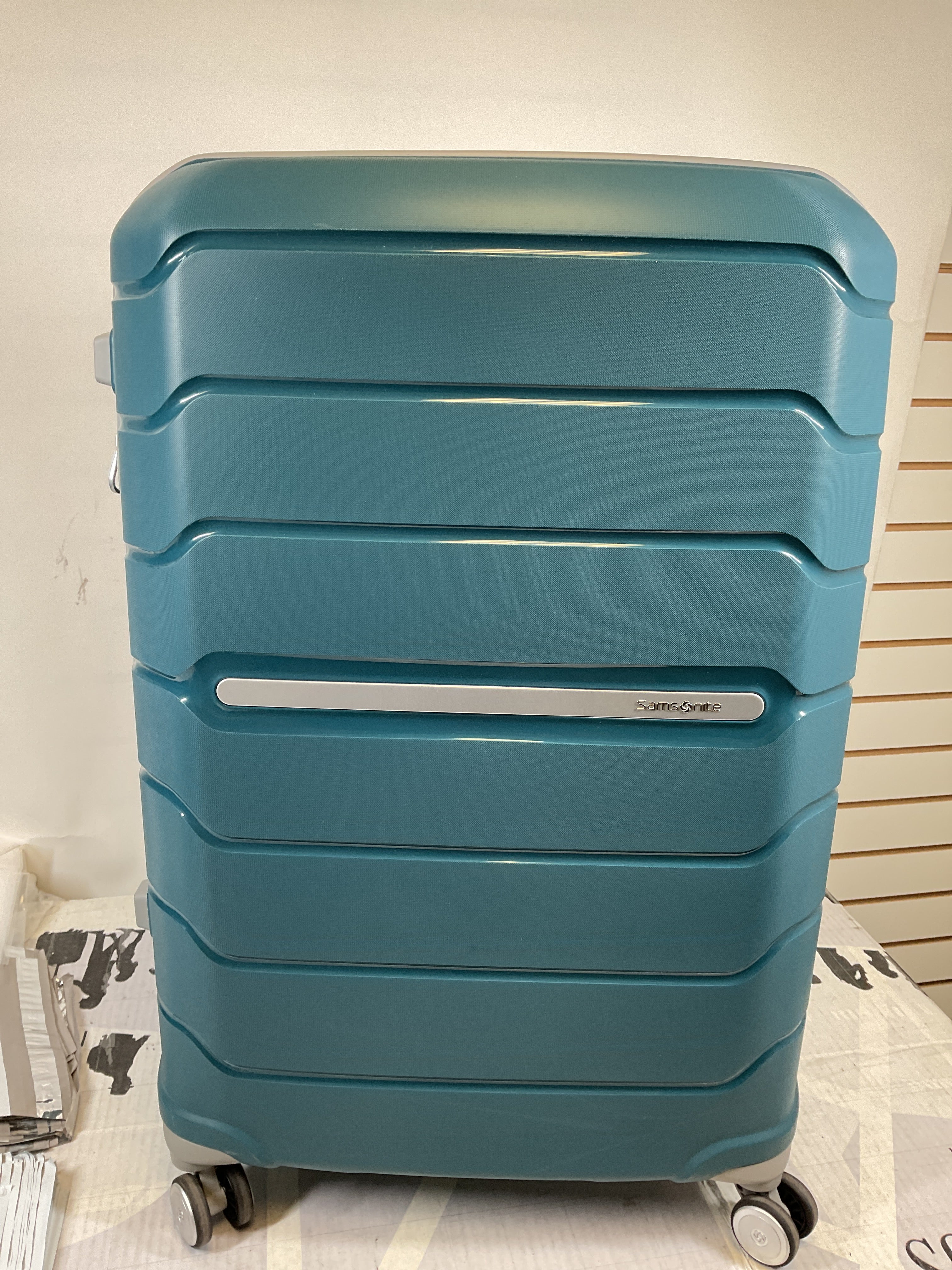 Samsonite Freeform Hardside Expandable with Double Spinner Wheels ( Dark Teal , Checked-Large Spinner ) Dark Teal Checked Large Spinner U13