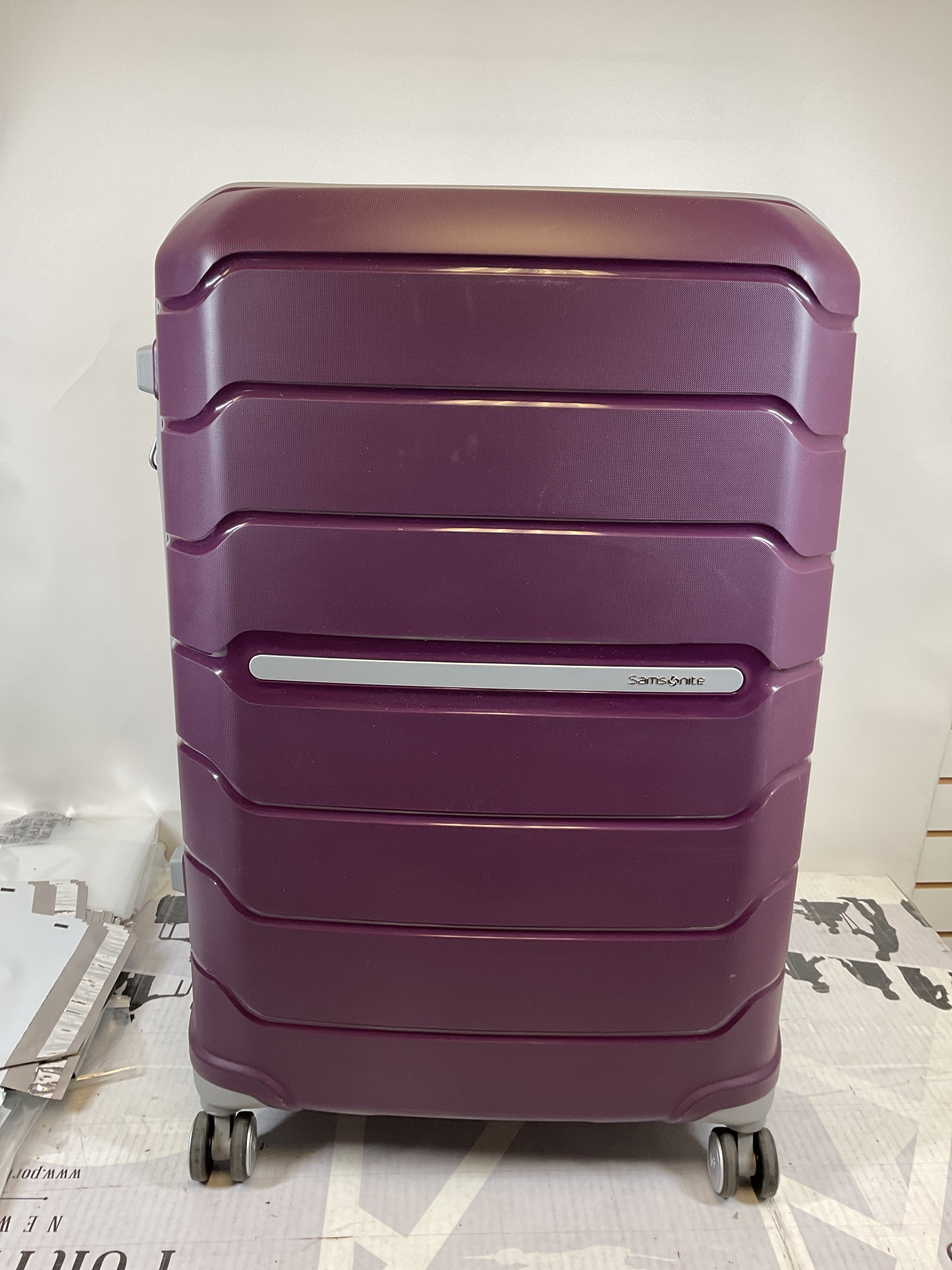 Samsonite Freeform Hardside Expandable with Double Spinner Wheels ( Amethyst Purple , Checked-Large Spinner ) Amethyst Purple Checked Large Spinner U23