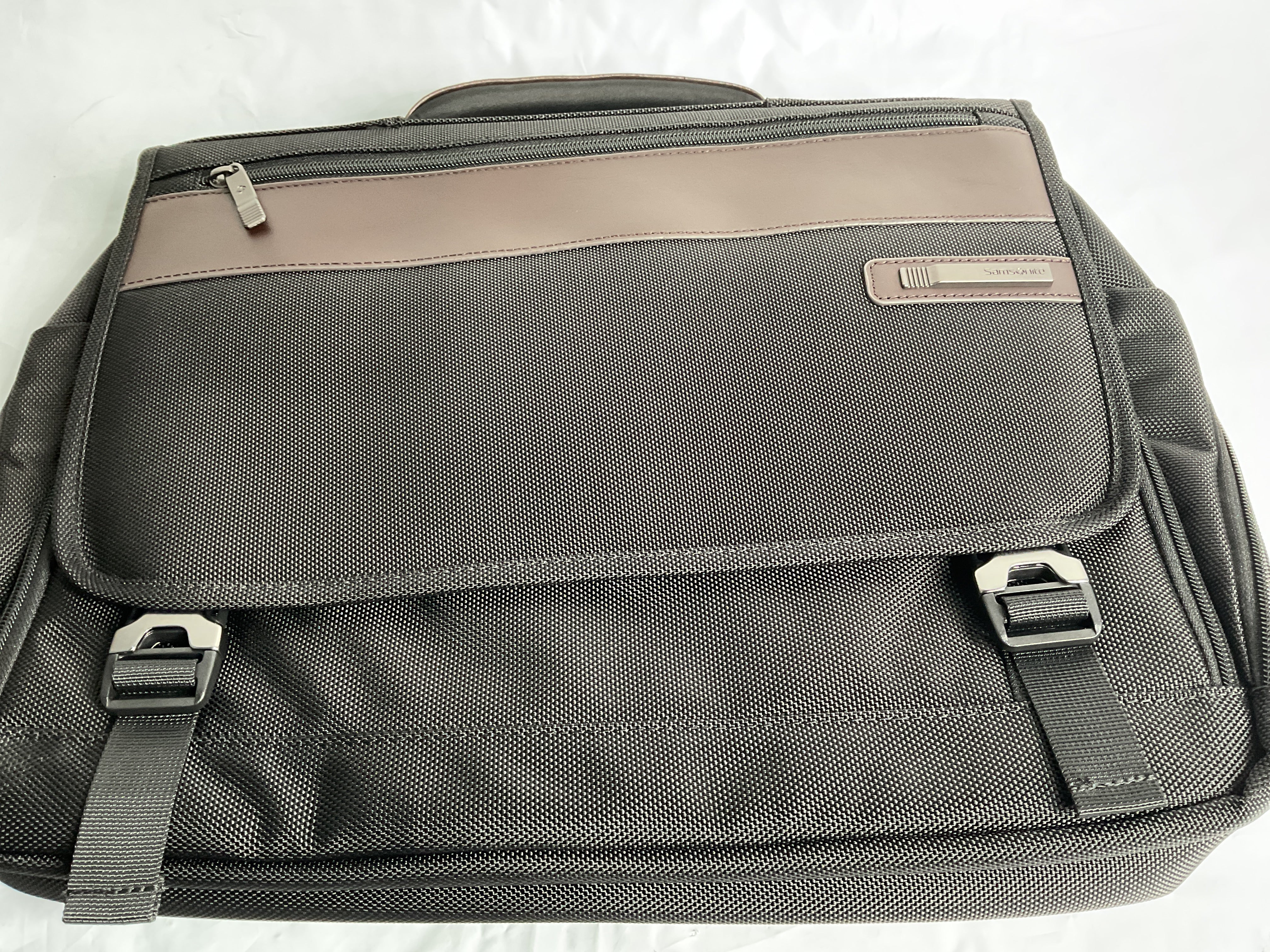 Samsonite Kombi Flapover Briefcase ( Black/Brown ) Black/Brown  U2