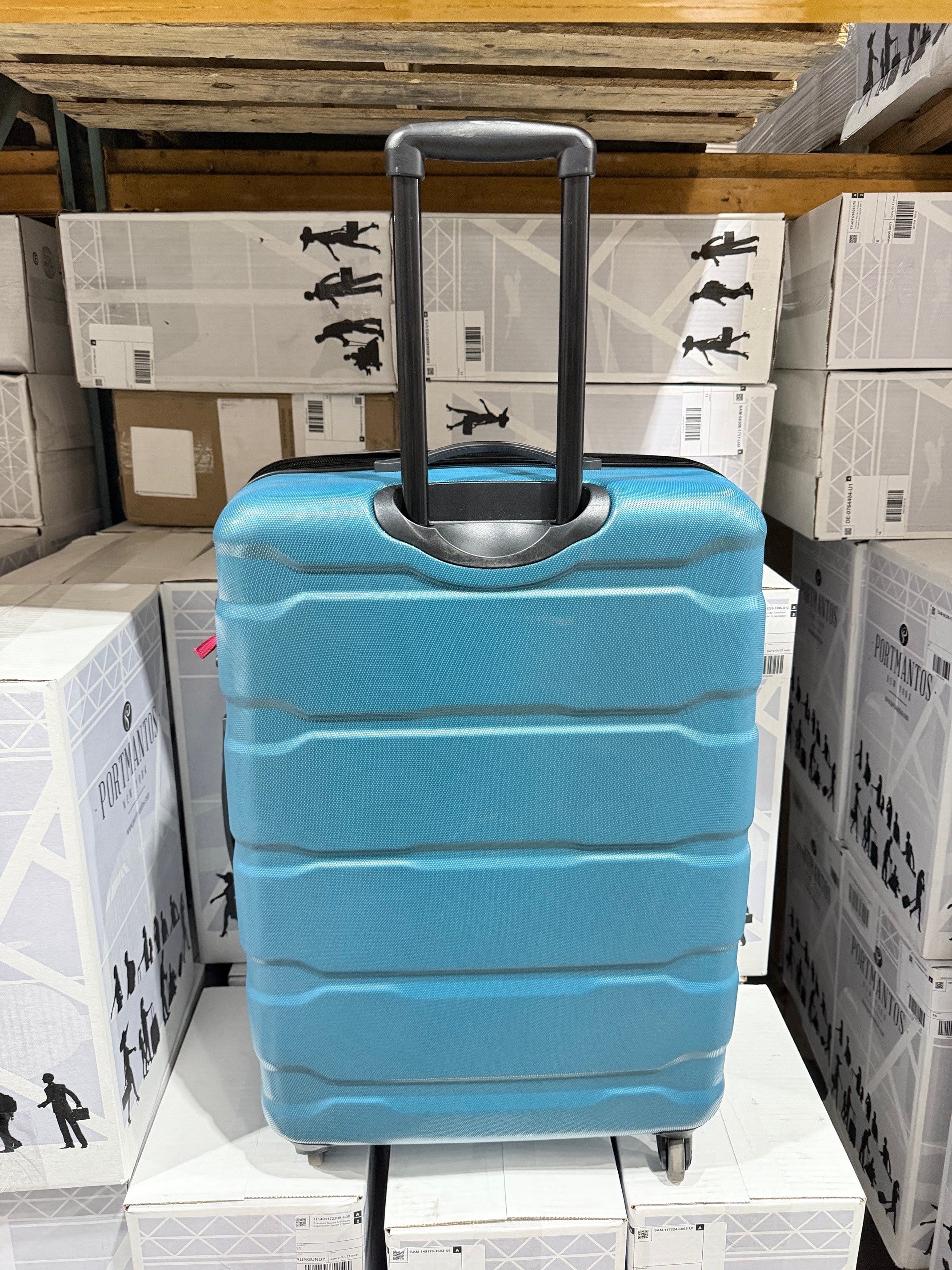 Samsonite Omni Pc Hardside Expandable Luggage with Spinner Wheels Caribbean Blue Checked Large 28 Inch U16
