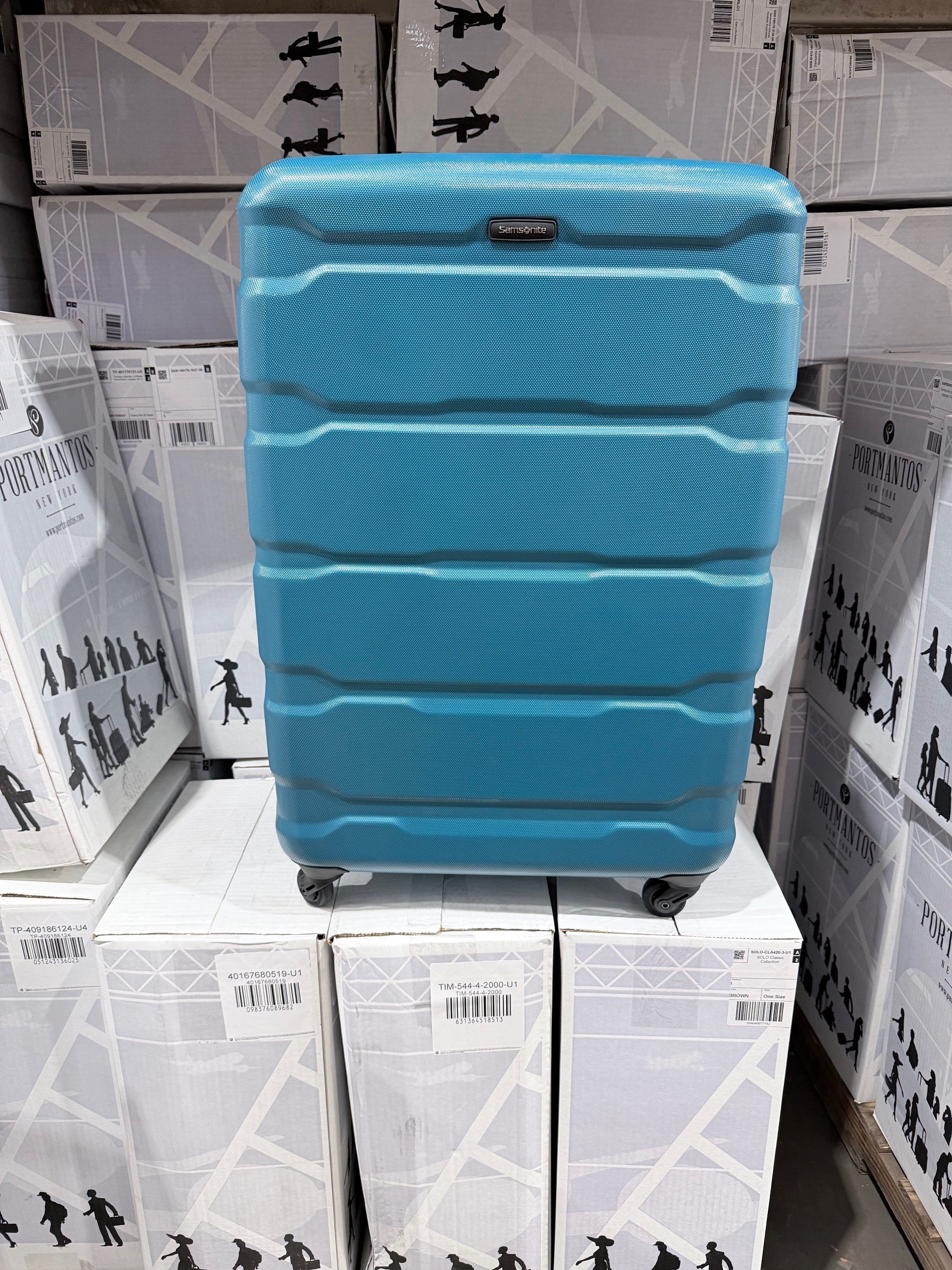 Samsonite Omni Pc Hardside Expandable Luggage with Spinner Wheels Caribbean Blue Checked Large 28 Inch U18