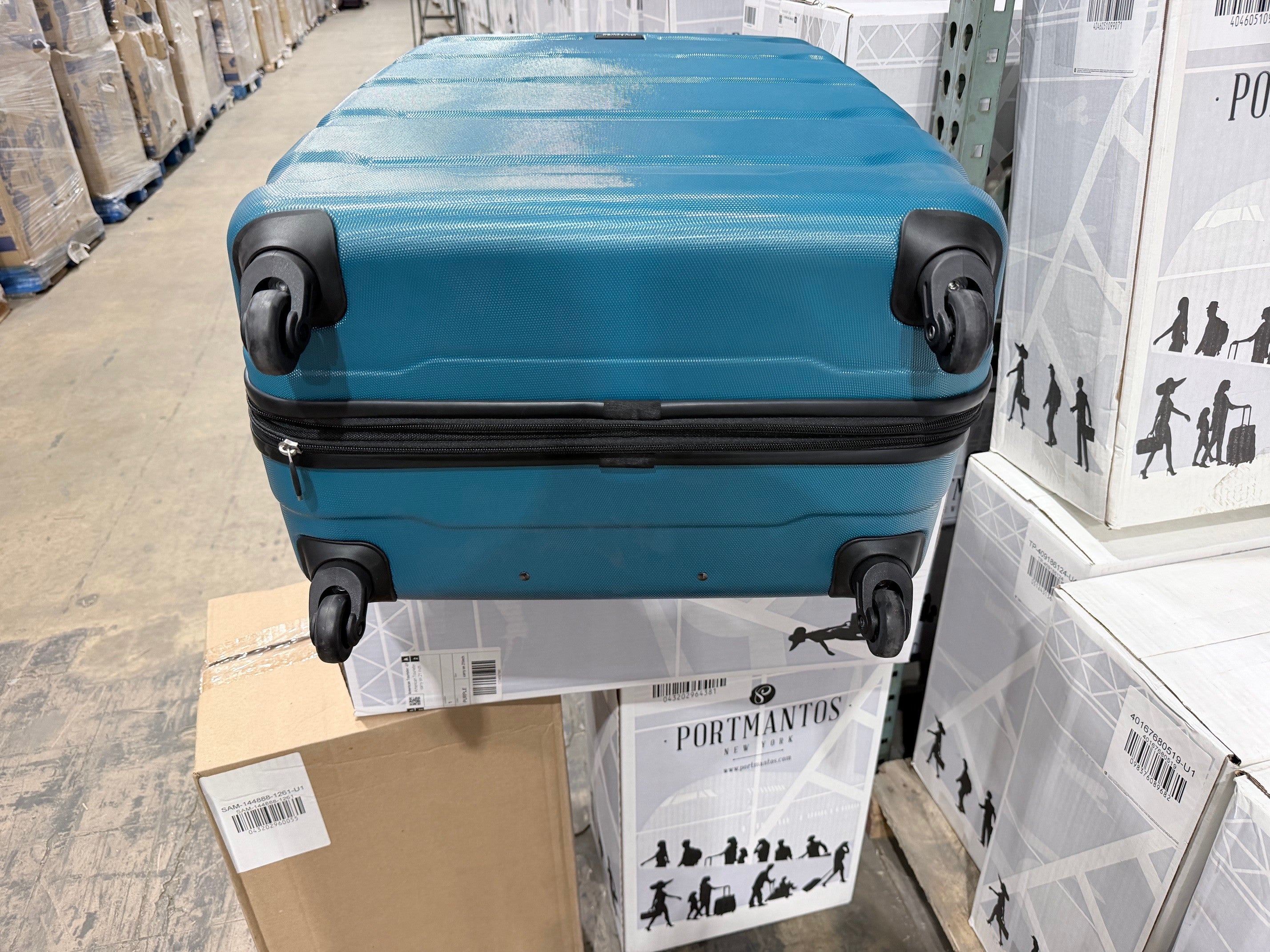 Samsonite Omni Pc Hardside Expandable Luggage with Spinner Wheels Caribbean Blue Checked Large 28 Inch U18