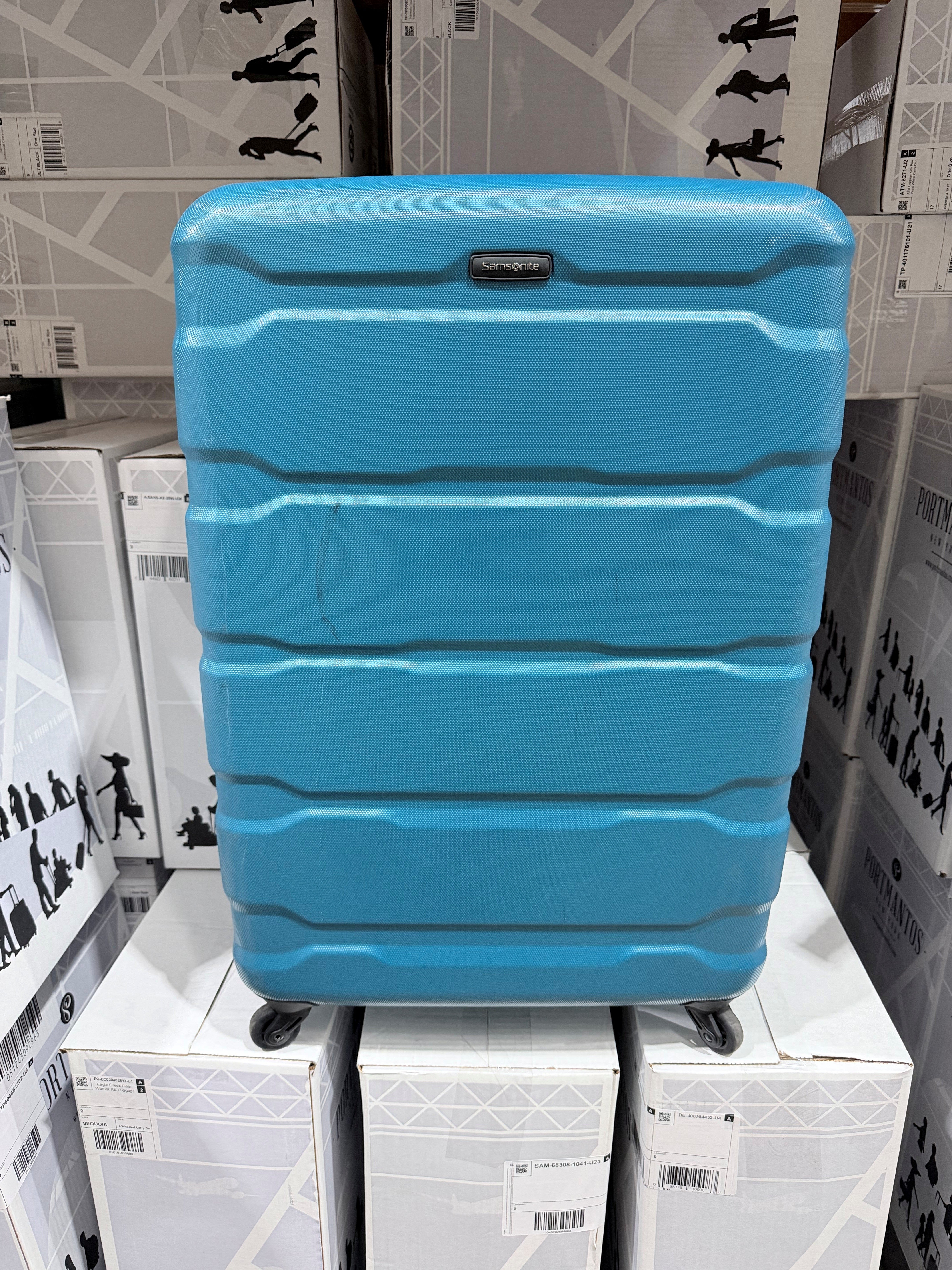 Samsonite Omni Pc Hardside Expandable Luggage with Spinner Wheels Caribbean Blue Checked Large 28 Inch U20