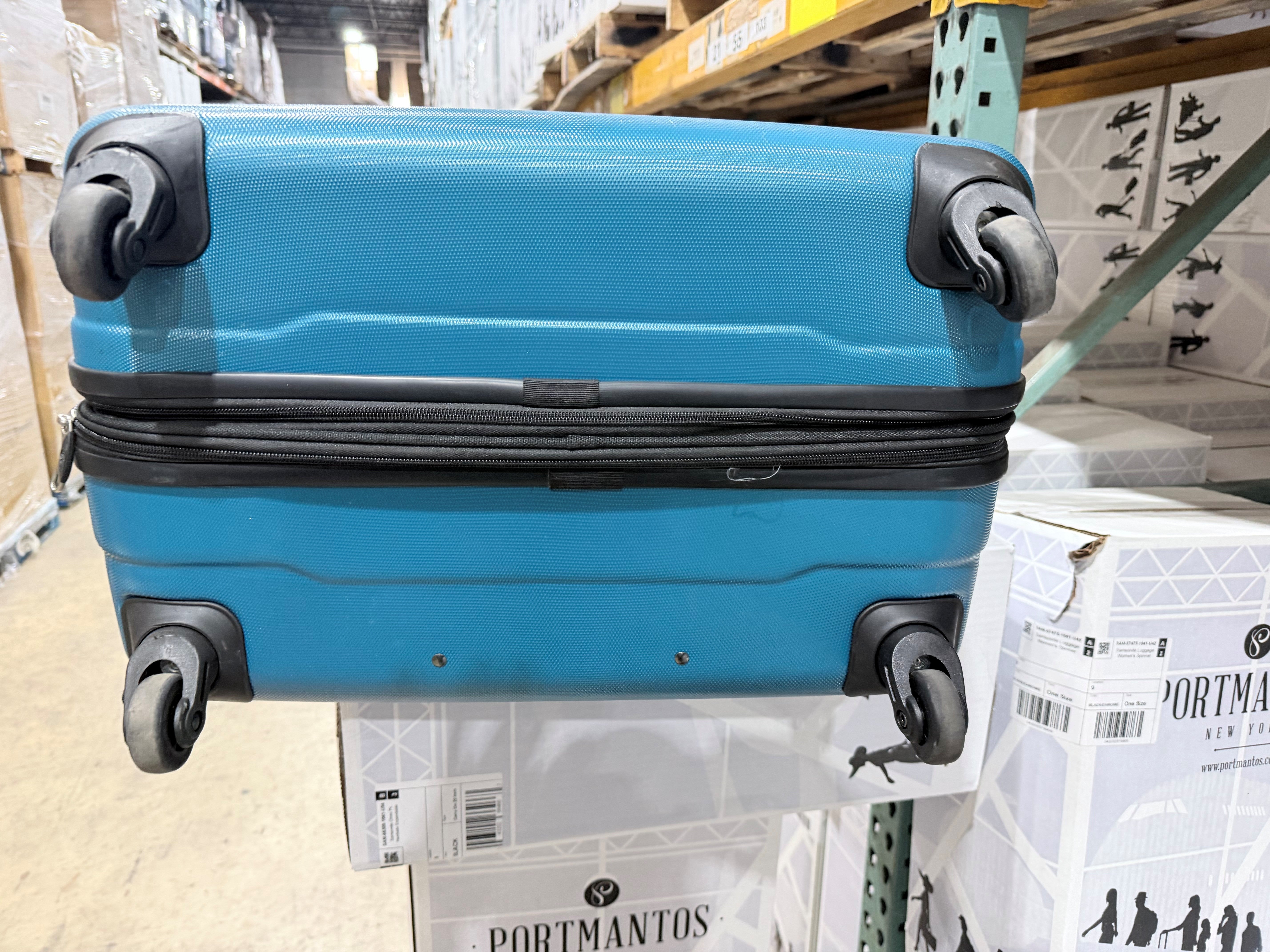 Samsonite Omni Pc Hardside Expandable Luggage with Spinner Wheels Caribbean Blue Checked Large 28 Inch U20