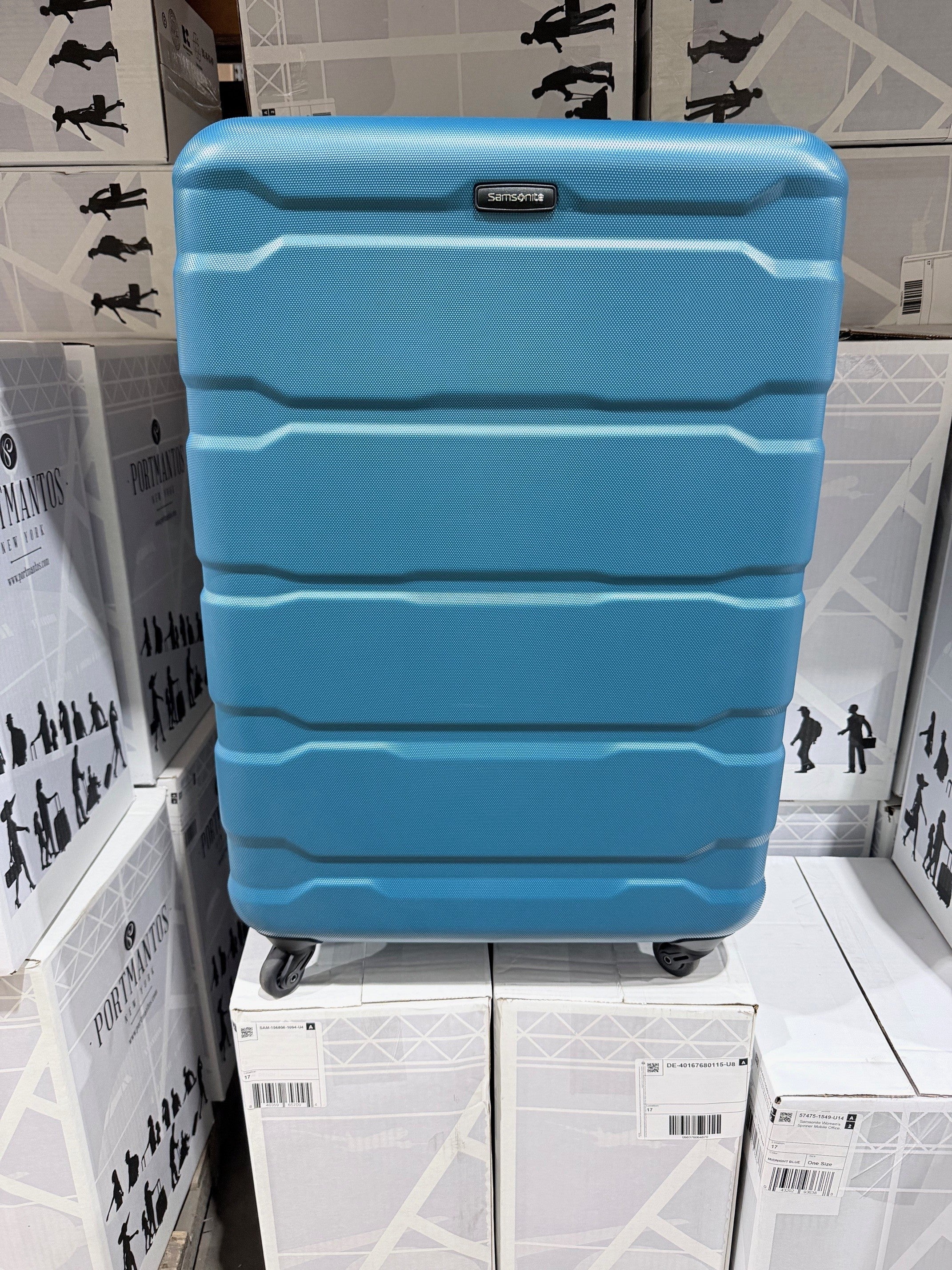 Samsonite Omni Pc Hardside Expandable Luggage with Spinner Wheels ( Caribbean Blue , Checked-Large 28-Inch ) Caribbean Blue Checked Large 28 Inch U25