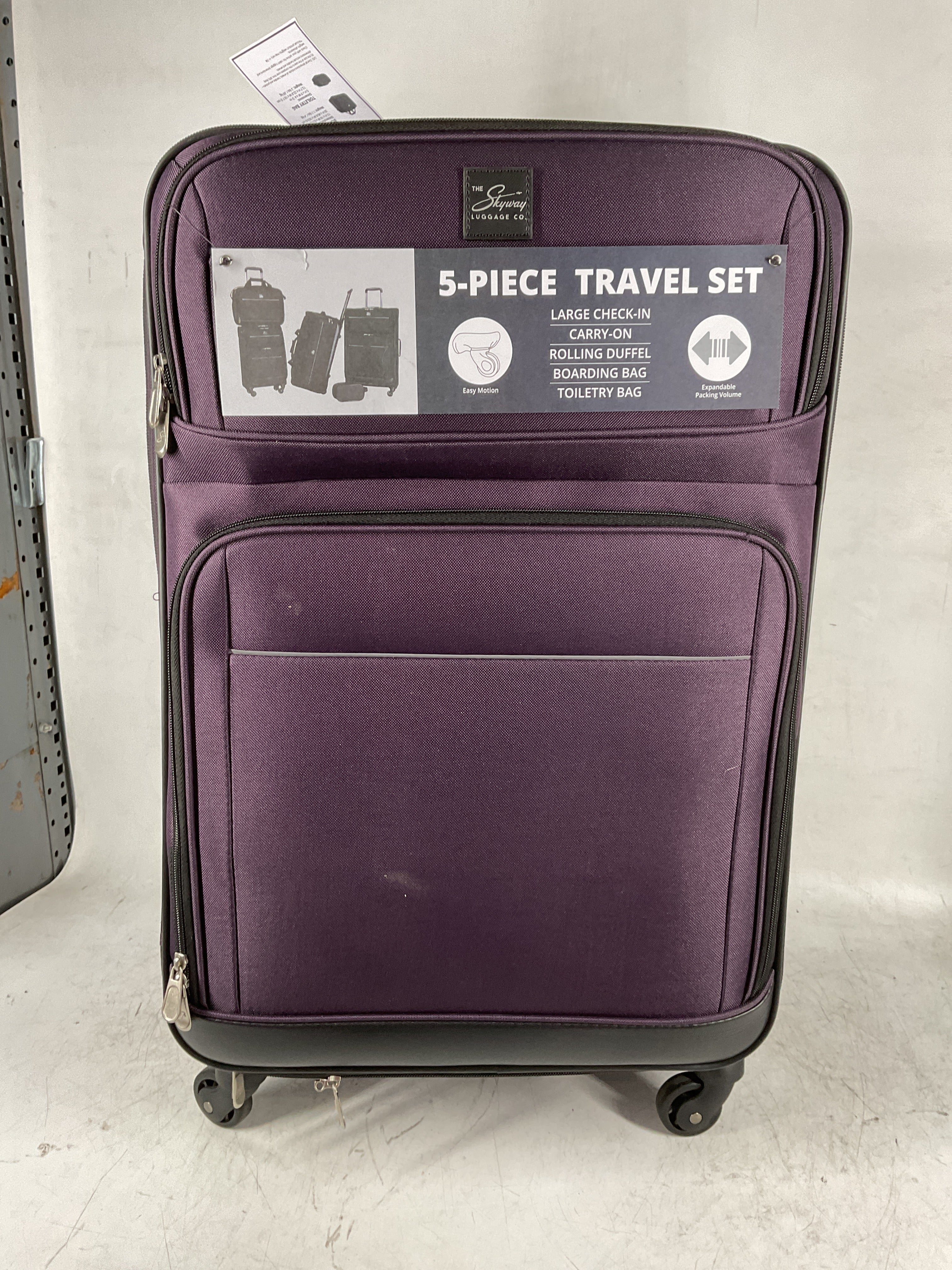 Skyway Luggage Seville Softside 5-Piece Travel Luggage Weather & Abrasion Resistant, Expandable with Spinner Wheels ( Purple , 5-Piece Set ) Purple 5 Piece Set U2