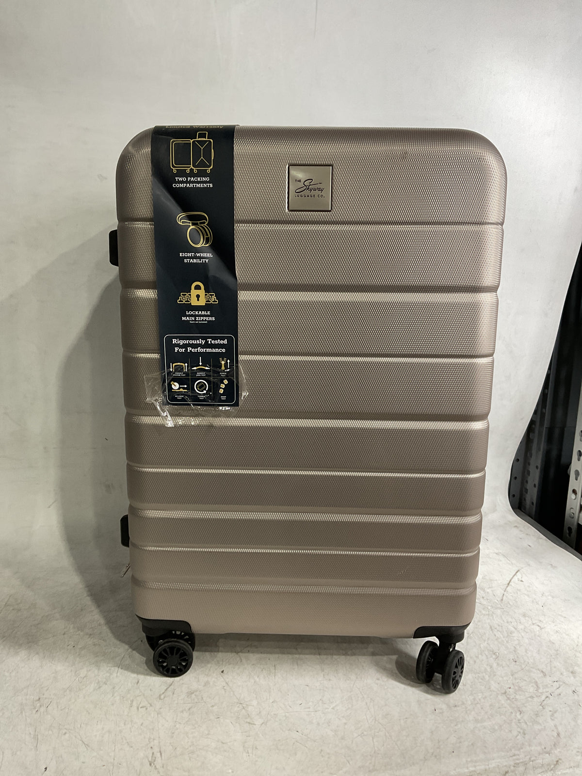 Skyway Epic 2.0 Hardside Lightweight and Durable ABS Shell Luggage, Spacious with Dual Spinning Wheels, Comfort Grip and Expandable, Men and Women Bone Checked Medium 24 Inch U3