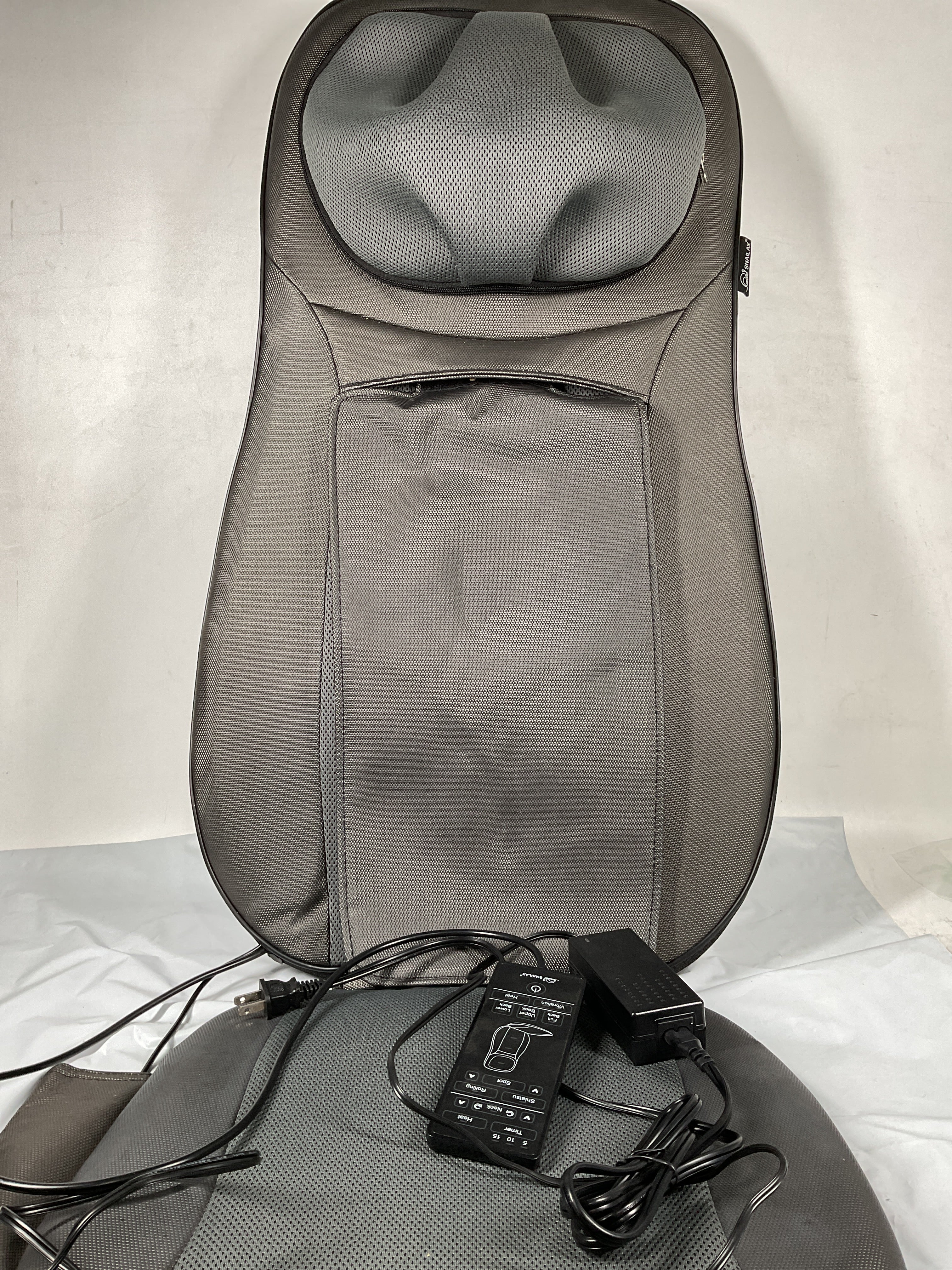 Snailax shiatsu Neck & Back Massager with Heat, Full Back Kneading Shiatsu or Rolling Massage, Massage Chair pad with Height Adjustment, Back Massager for Neck and Shoulder Grey and Black 1 Count (Pack of 1) U2