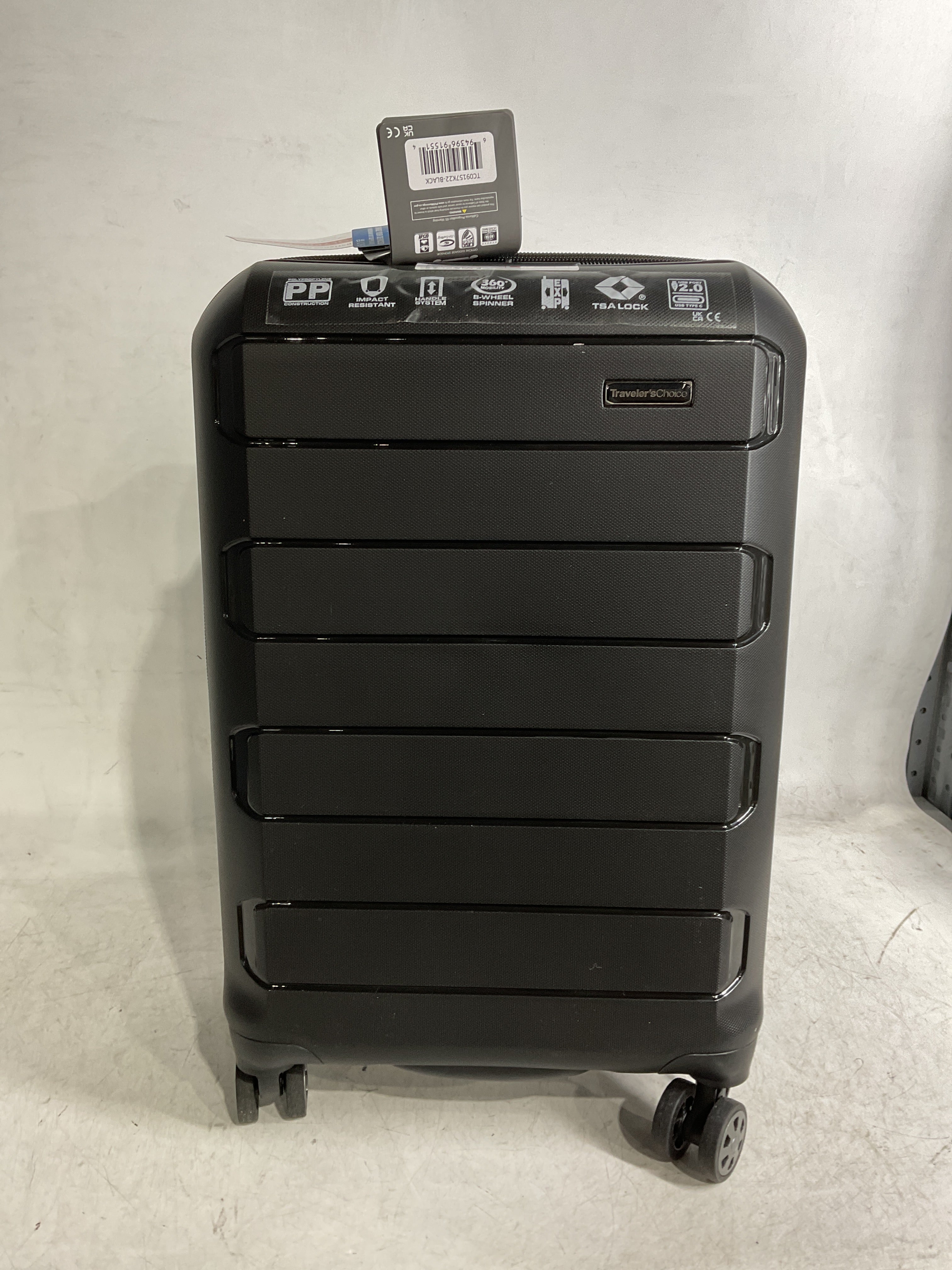 Traveler's Choice Pagosa Indestructible Hardshell Expandable Spinner Luggage, Black, 22-Inch Carry-on Black 22-Inch Carry-on U1