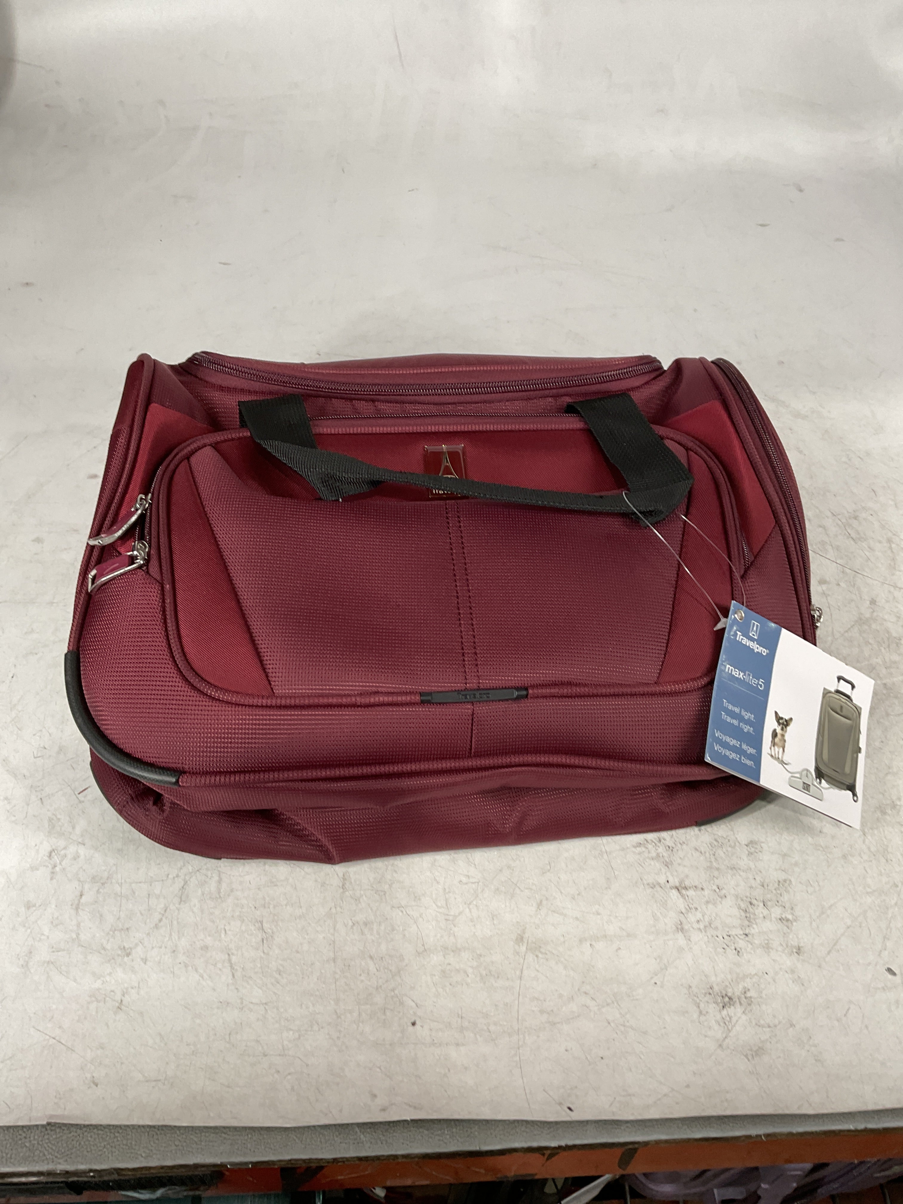 Travelpro Maxlite 5 Softside Lightweight Underseat Carry-On Travel Tote, Overnight Weekender Bag, Men and Women Burgundy 18 Inch U3