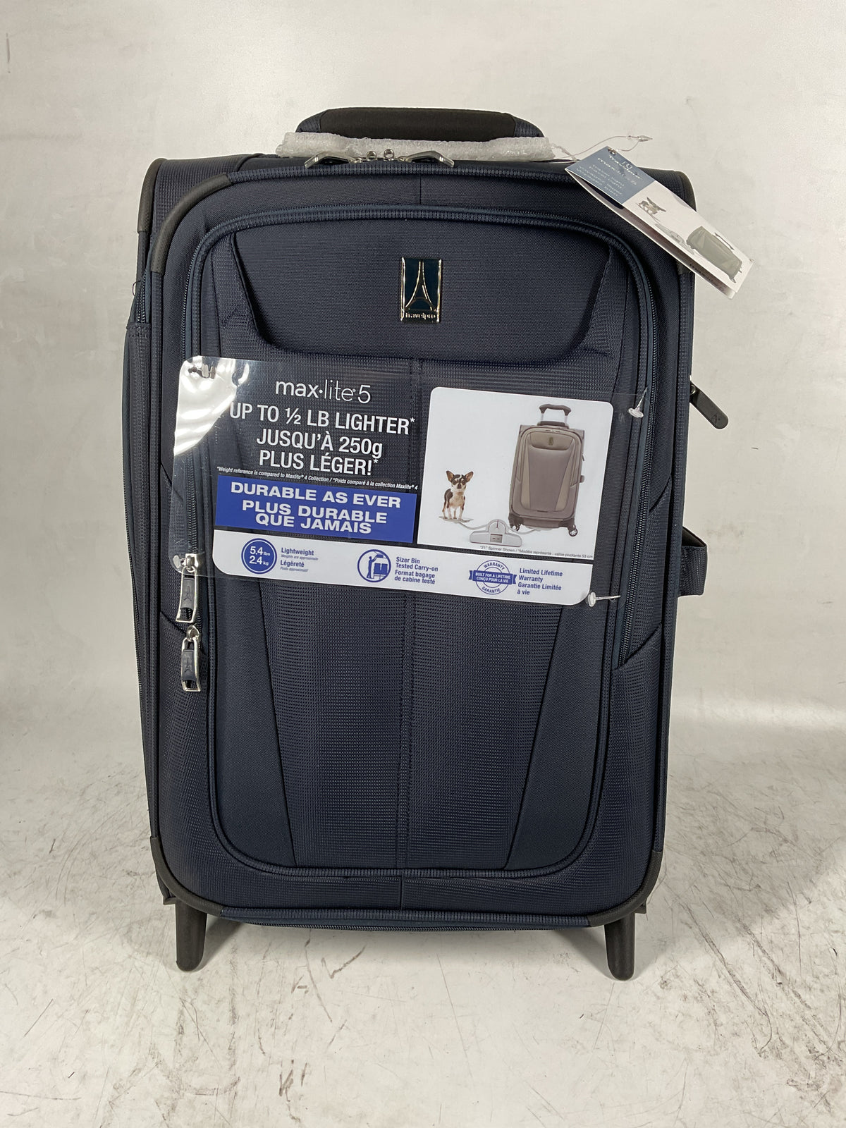 Travelpro Maxlite 5 Softside Expandable Upright 2 Wheel Luggage, Lightweight Suitcase, Men and Women Black Carry On 22 Inch U1