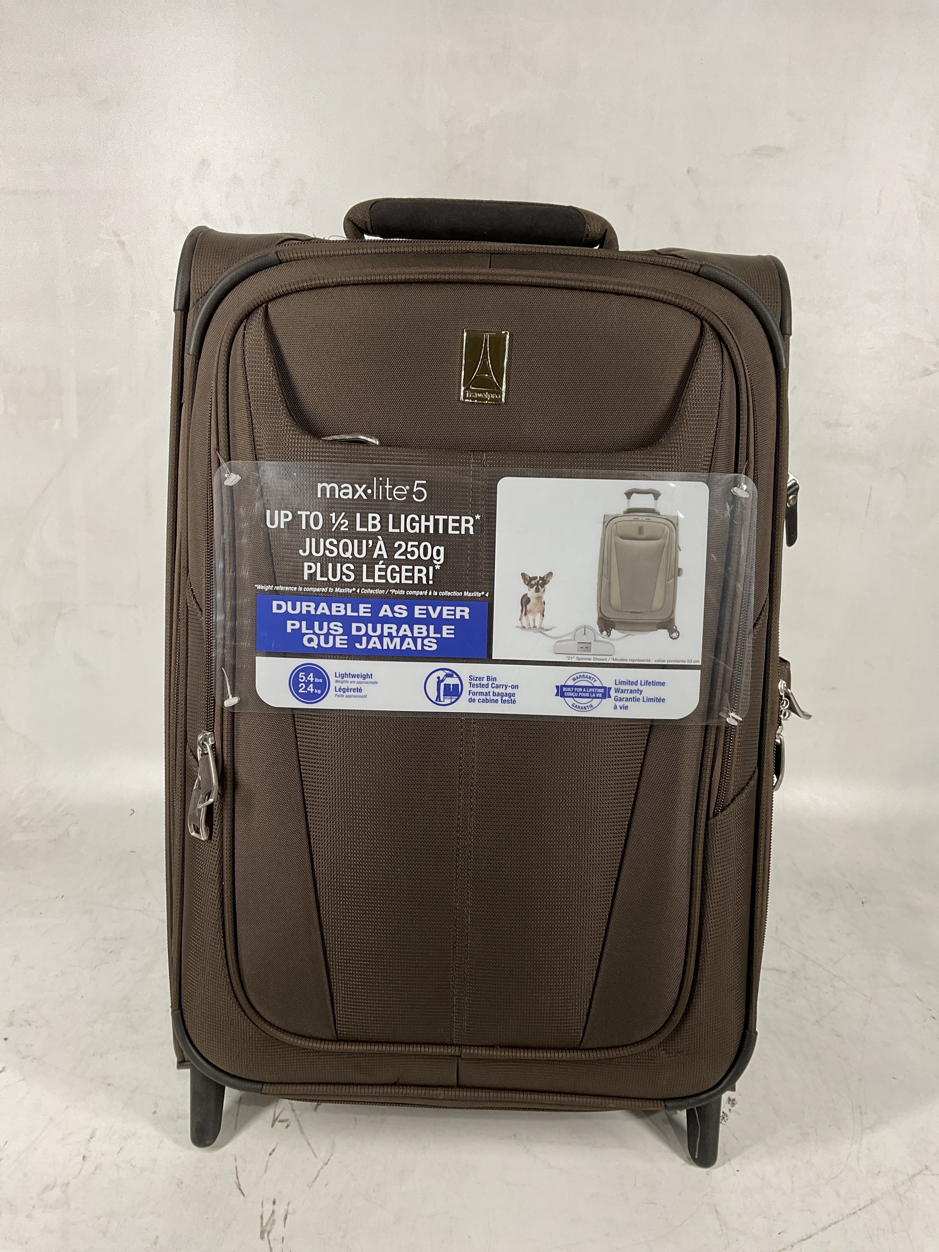 Travelpro Maxlite 5 Softside Expandable Upright 2 Wheel Luggage, Lightweight Suitcase, Men and Women Mocha Carry On 22 Inch U12