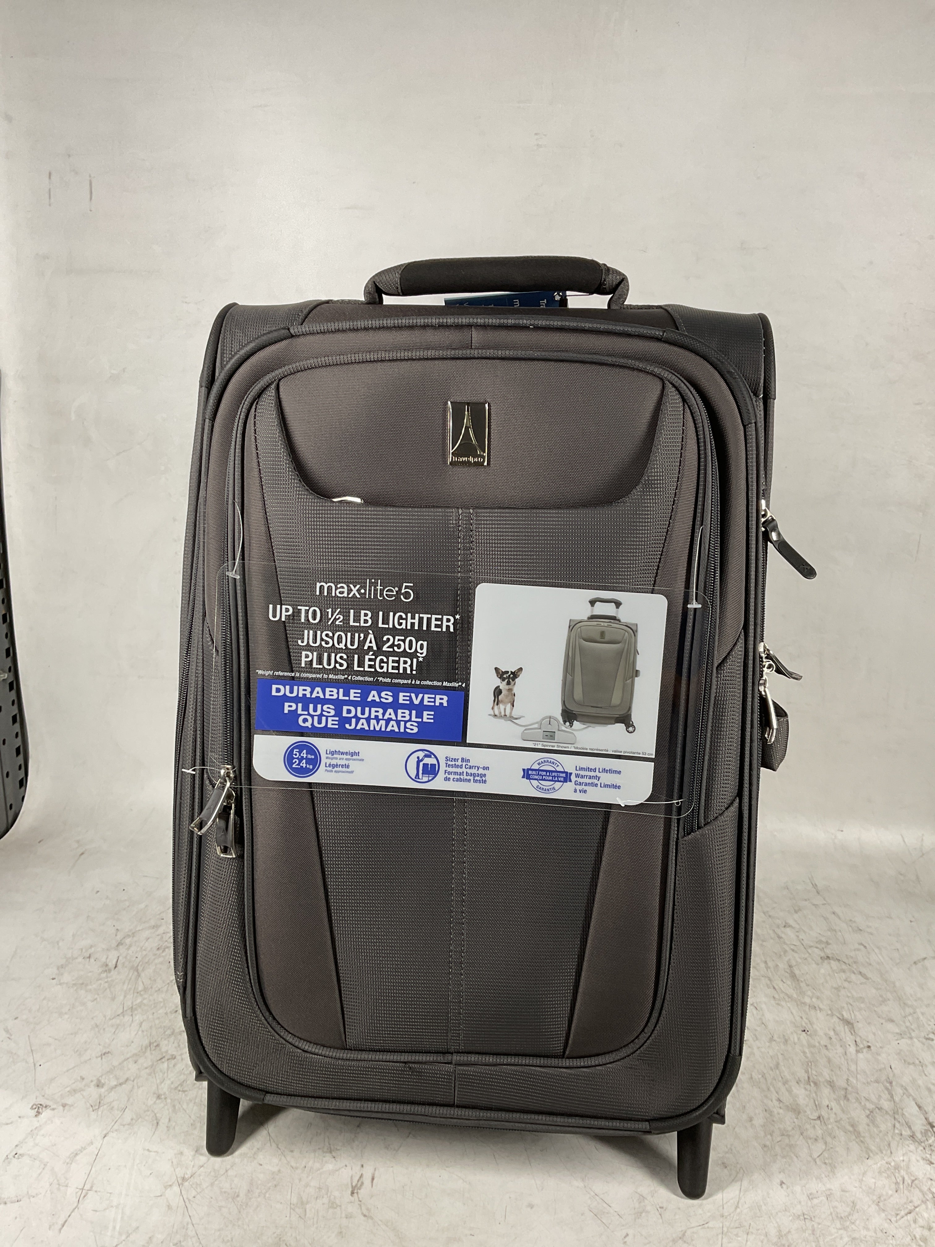 Travelpro Maxlite 5 Softside Expandable Upright 2 Wheel Luggage, Lightweight Suitcase, Men and Women ( Shadow Grey , Carry-on 22-Inch ) Shadow Grey Carry On 22 Inch U16