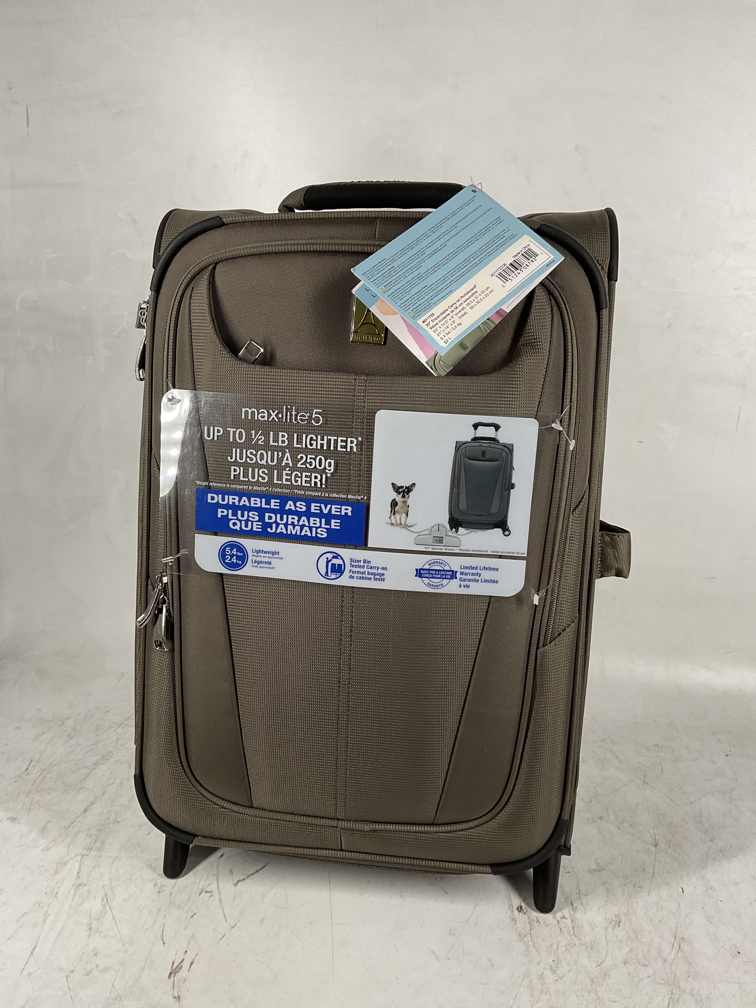 Travelpro Maxlite 5 Softside Expandable Upright 2 Wheel Luggage, Lightweight Suitcase, Men and Women Slate Green Carry On 22 Inch U12