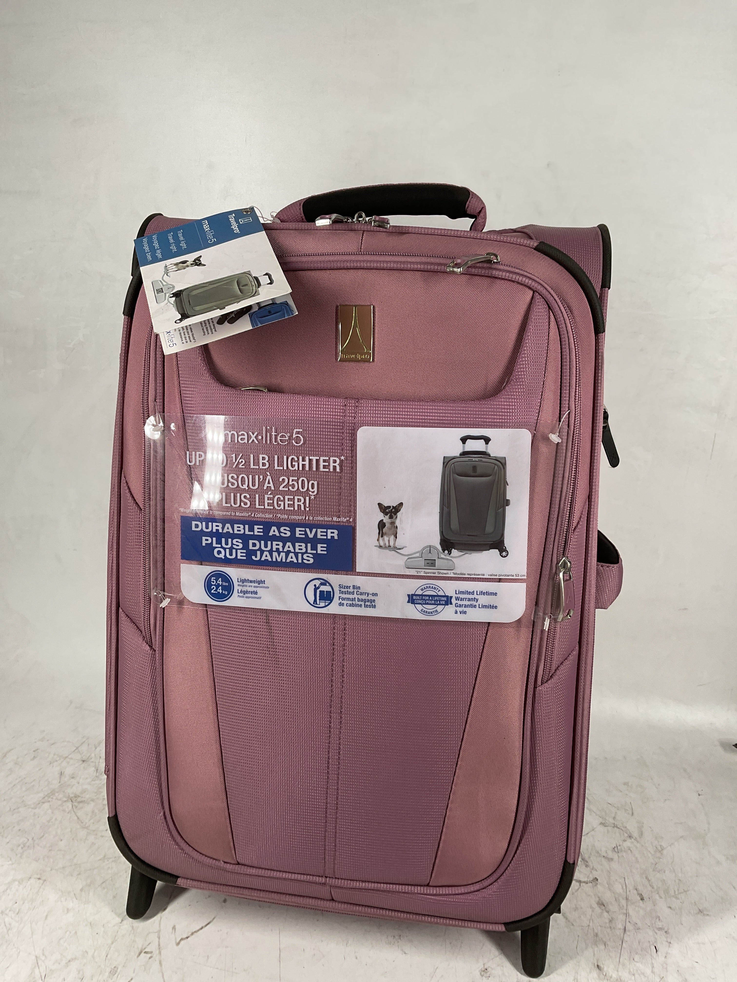 Travelpro Maxlite 5 Softside Expandable Upright 2 Wheel Luggage, Lightweight Suitcase, Men and Women Orchid Pink Purple Carry On 22 Inch U2
