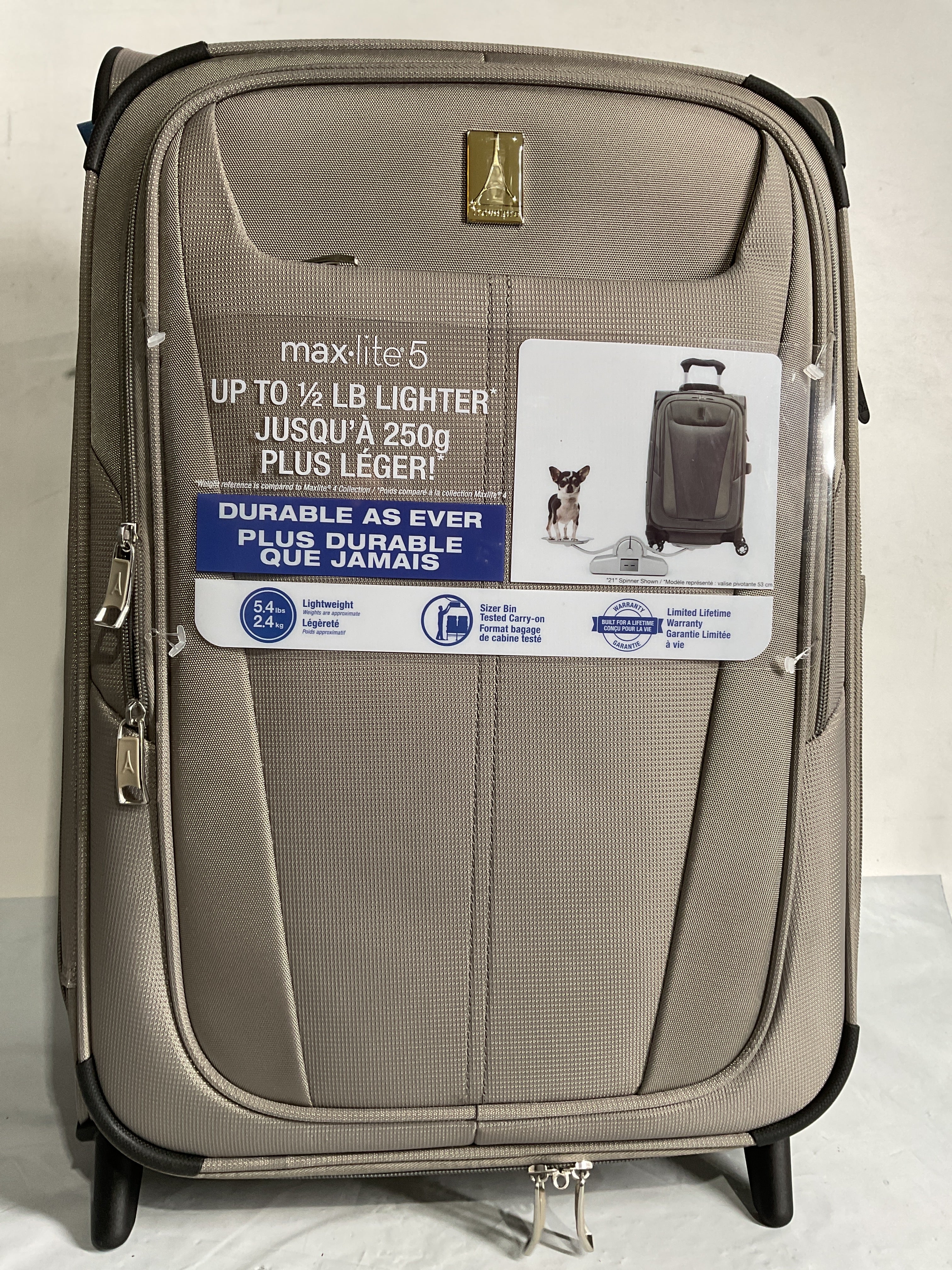 Travelpro Maxlite 5 Softside Expandable Upright 2 Wheel Luggage, Lightweight Suitcase, Men and Women ( Champagne , Carry-on 22-Inch ) Champagne Carry On 22 Inch U10