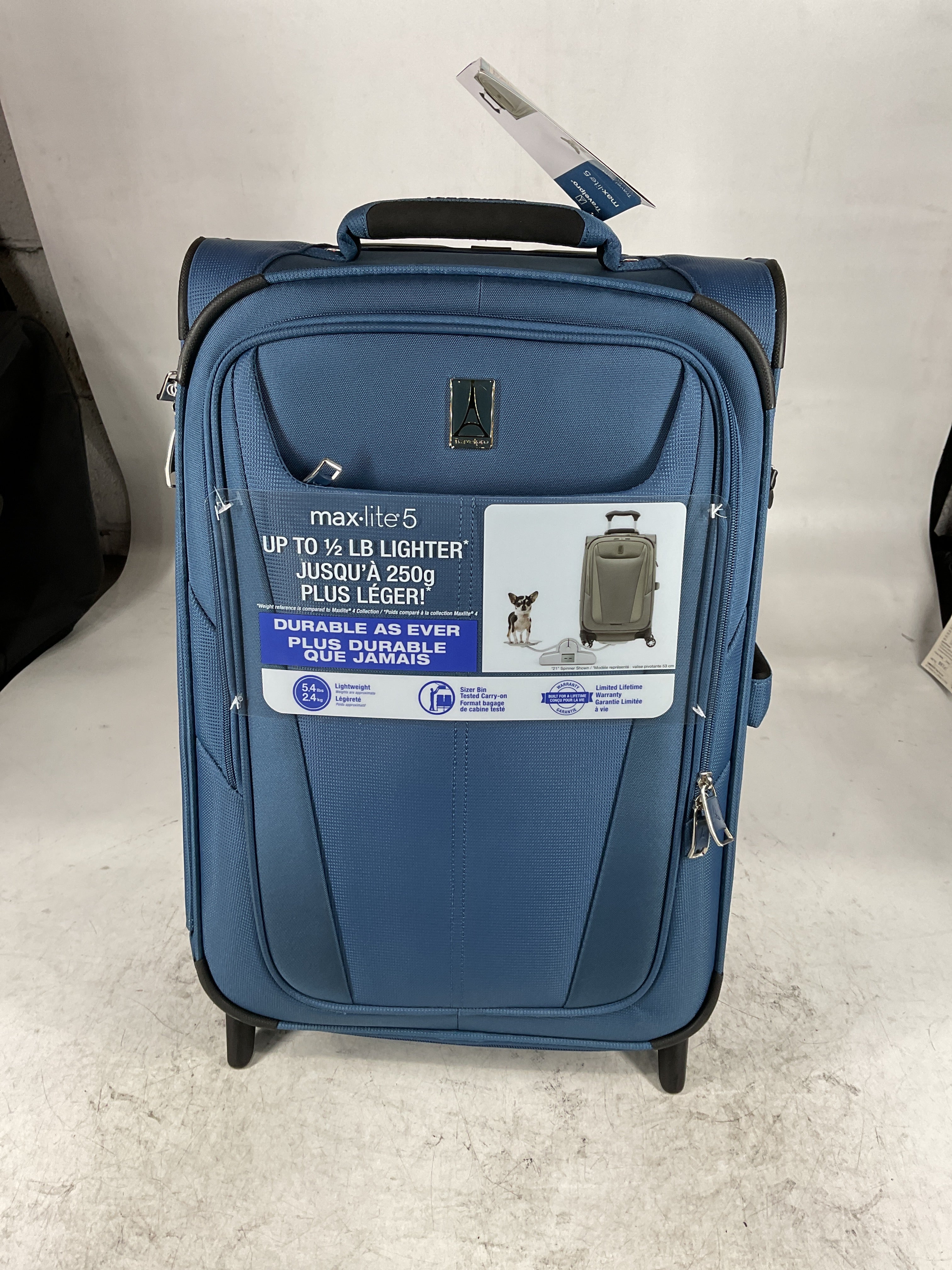 Travelpro Maxlite 5 Softside Expandable Upright 2 Wheel Luggage, Lightweight Suitcase, Men and Women Ensign Blue Carry On 22 Inch U13