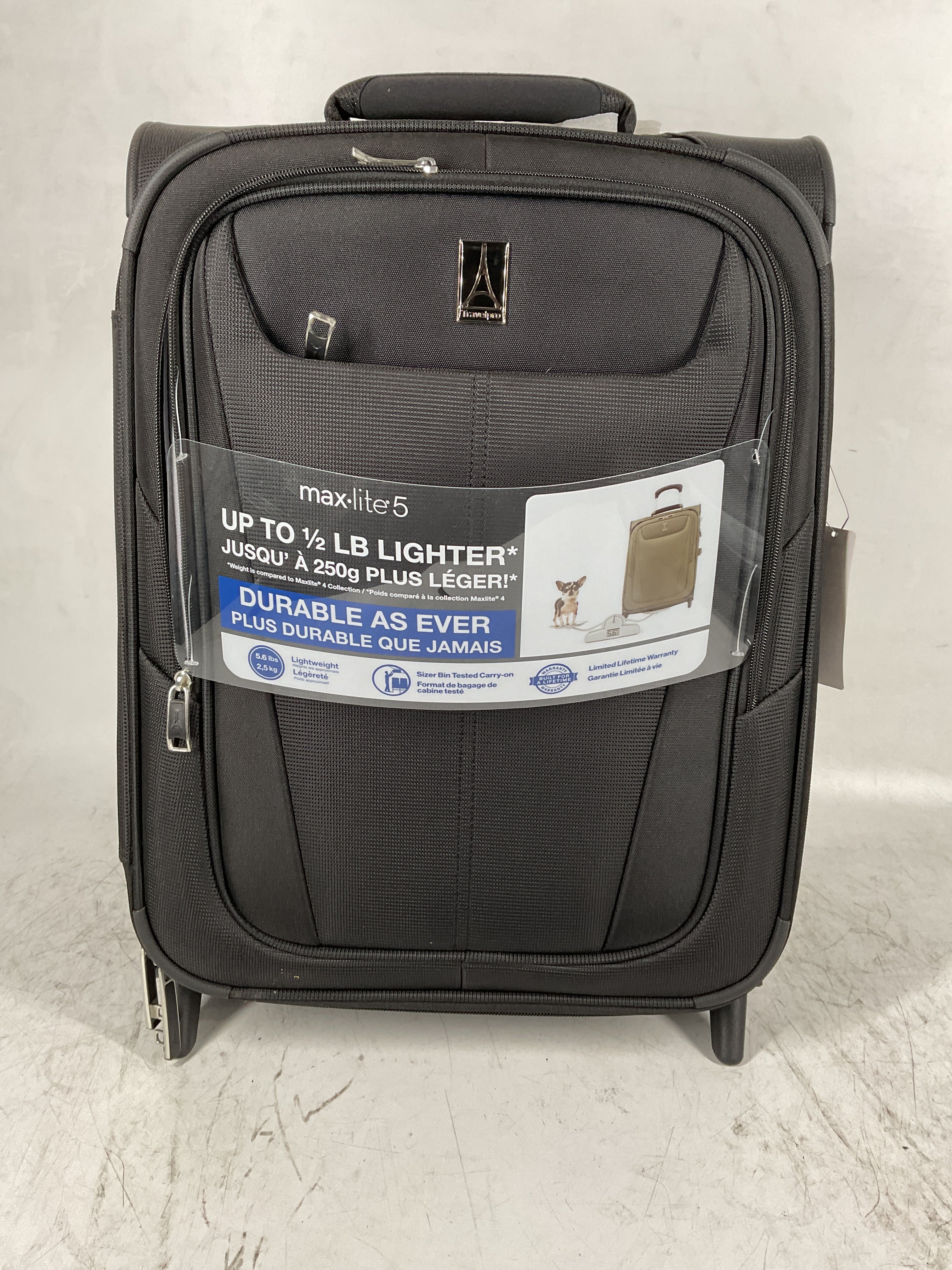 Travelpro Maxlite 5 Softside Expandable Upright 2 Wheel Luggage, Lightweight Suitcase, Men and Women Black Carry On 20 Inch U5