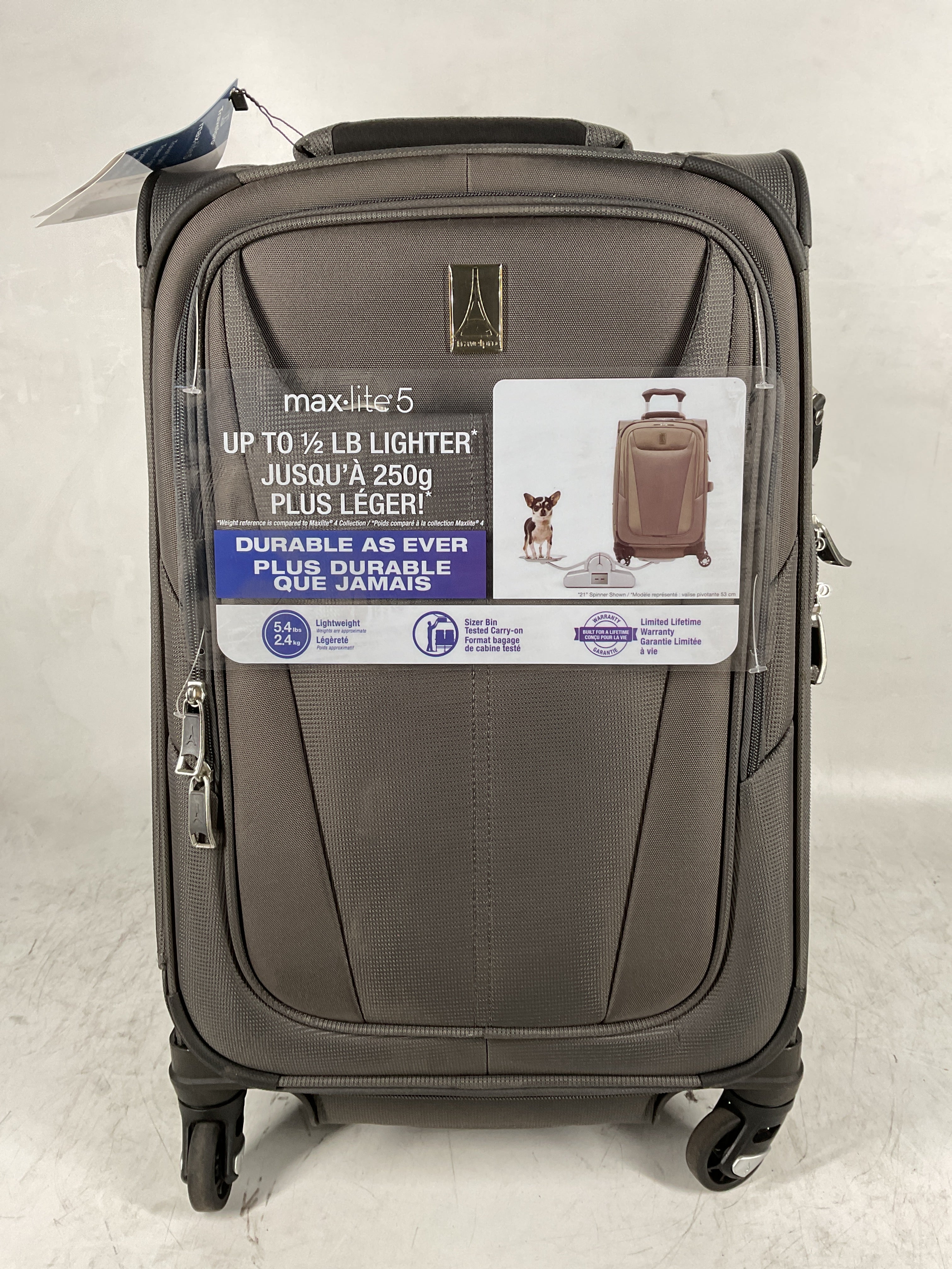 Travelpro Maxlite 5 Softside Expandable Luggage with 4 Spinner Wheels, Lightweight Suitcase, Men and Women Shadow Grey Carry On 21 Inch U41