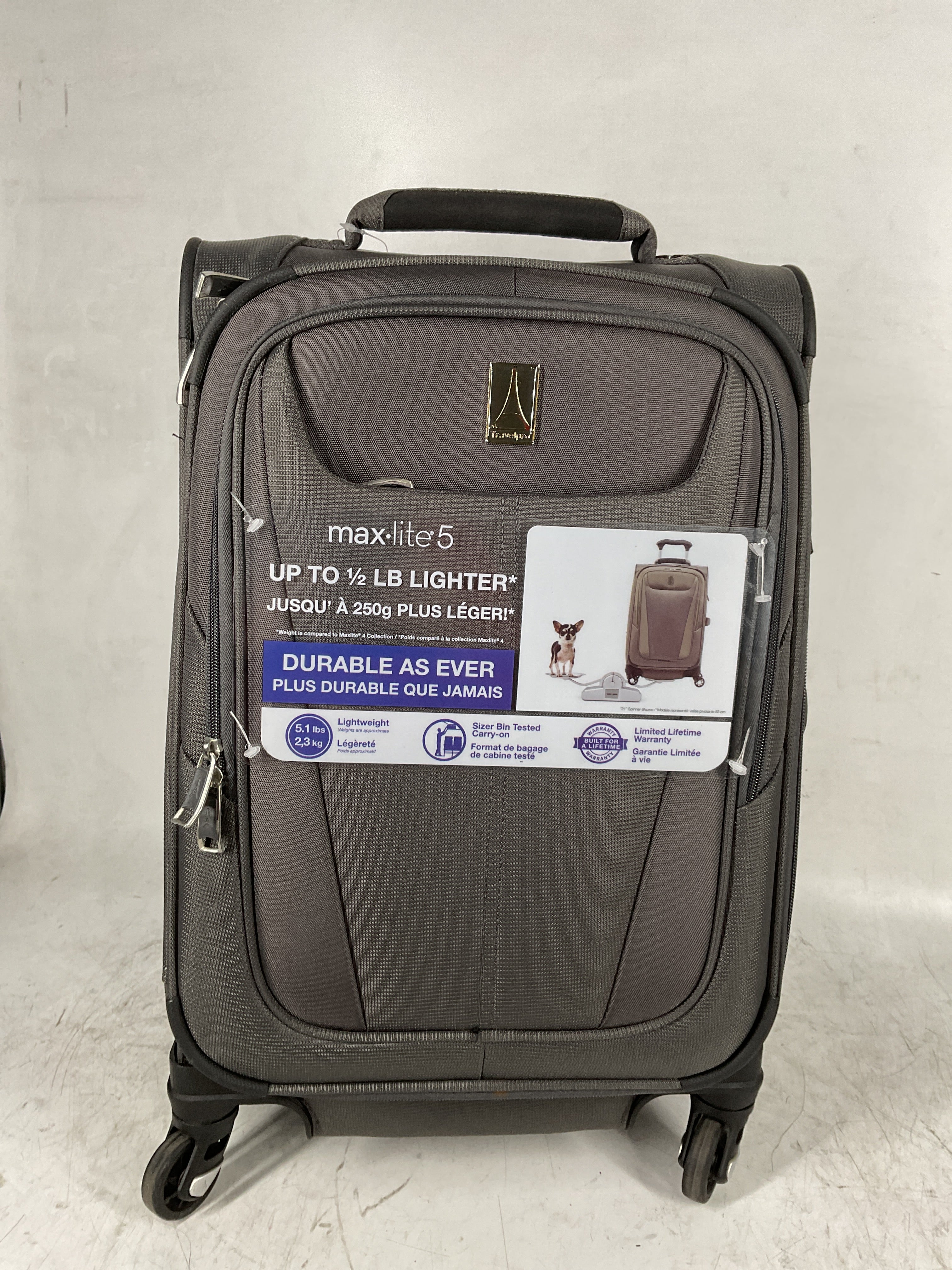 Travelpro Maxlite 5 Softside Expandable Luggage with 4 Spinner Wheels, Lightweight Suitcase, Men and Women ( Shadow Grey , Carry-on 21-Inch ) Shadow Grey Carry On 21 Inch U49