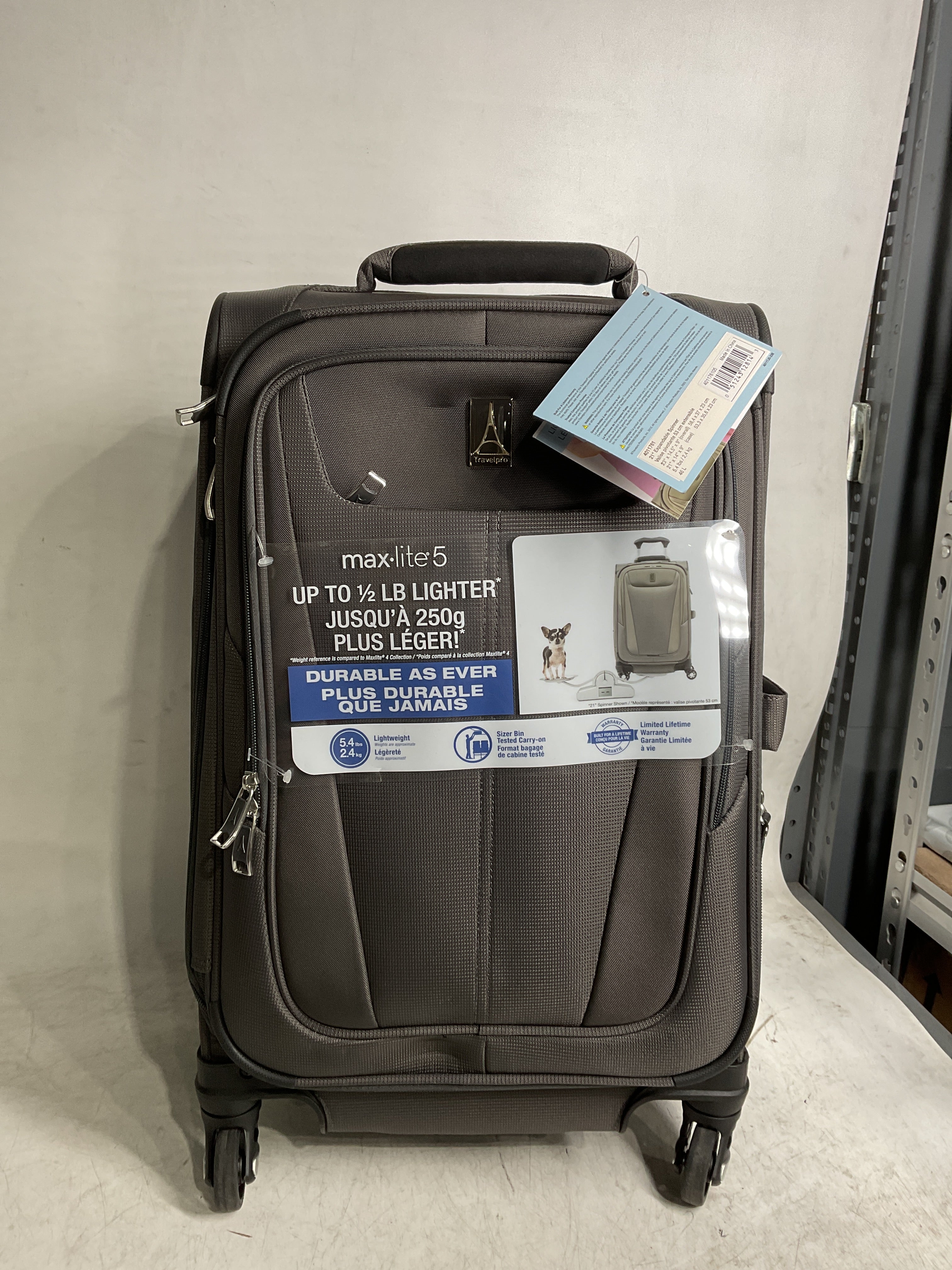 Travelpro Maxlite 5 Softside Expandable Luggage with 4 Spinner Wheels, Lightweight Suitcase, Men and Women ( Shadow Grey , Carry-on 21-Inch ) Shadow Grey Carry On 21 Inch U68