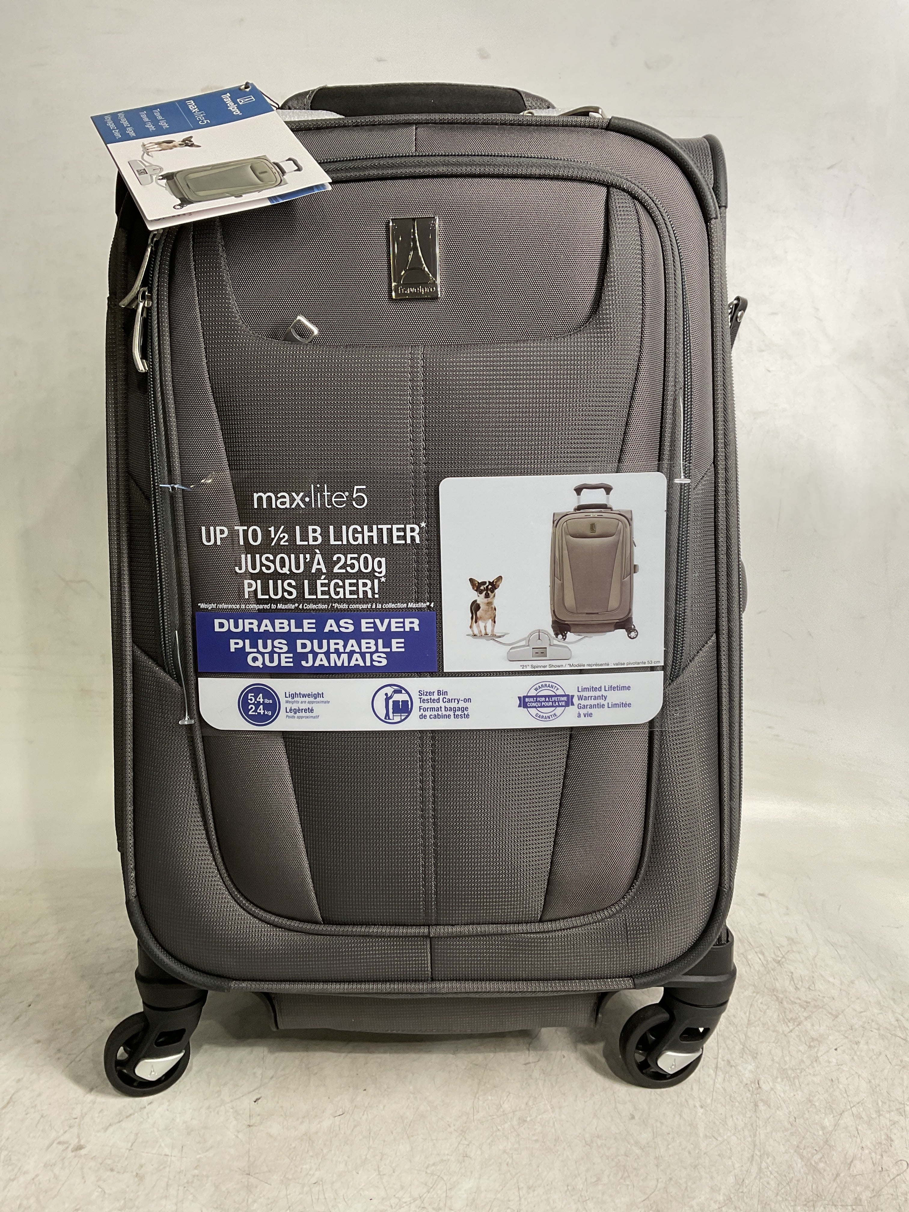 Travelpro Maxlite 5 Softside Expandable Luggage with 4 Spinner Wheels, Lightweight Suitcase, Men and Women ( Shadow Grey , Carry-on 21-Inch ) Shadow Grey Carry On 21 Inch U77