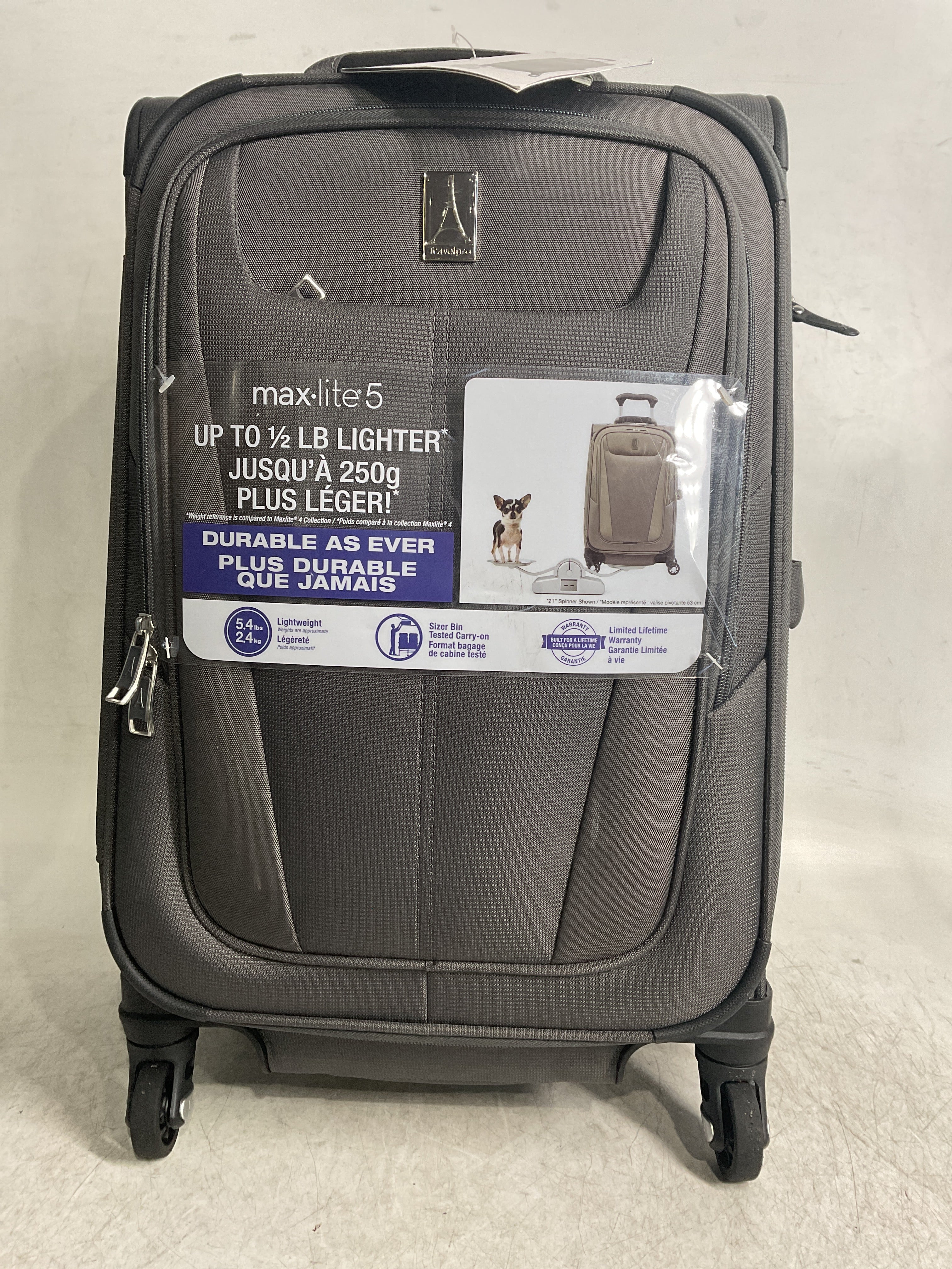 Travelpro Maxlite 5 Softside Expandable Luggage with 4 Spinner Wheels, Lightweight Suitcase, Men and Women ( Shadow Grey , Carry-on 21-Inch ) Shadow Grey Carry On 21 Inch U79